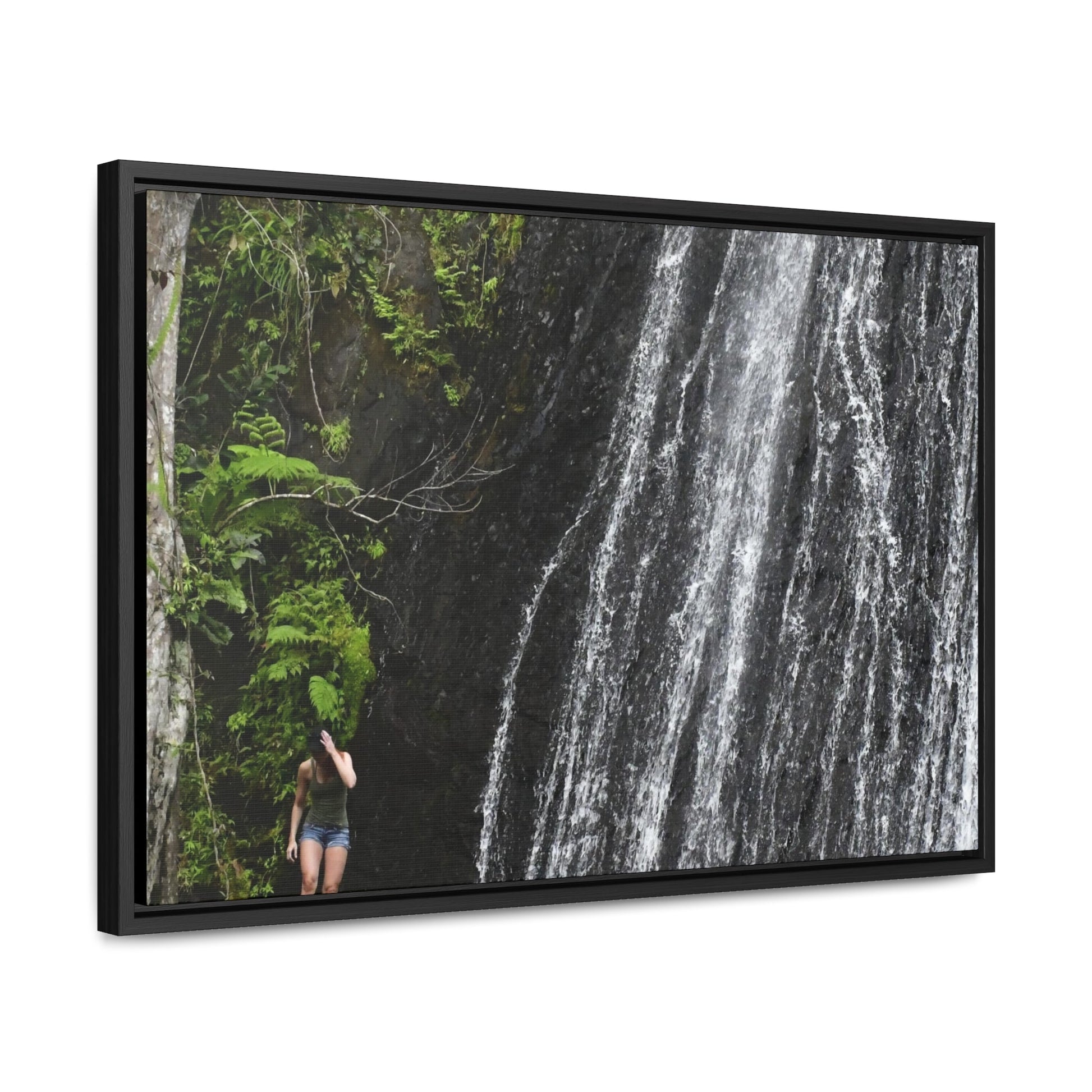 Rainforest Trails & Views - Gallery Canvas Wraps, Horizontal Frame - El Yunque National Forest - Puerto Rico - La Coca Falls - visitor figures the way out - Green Forest Home