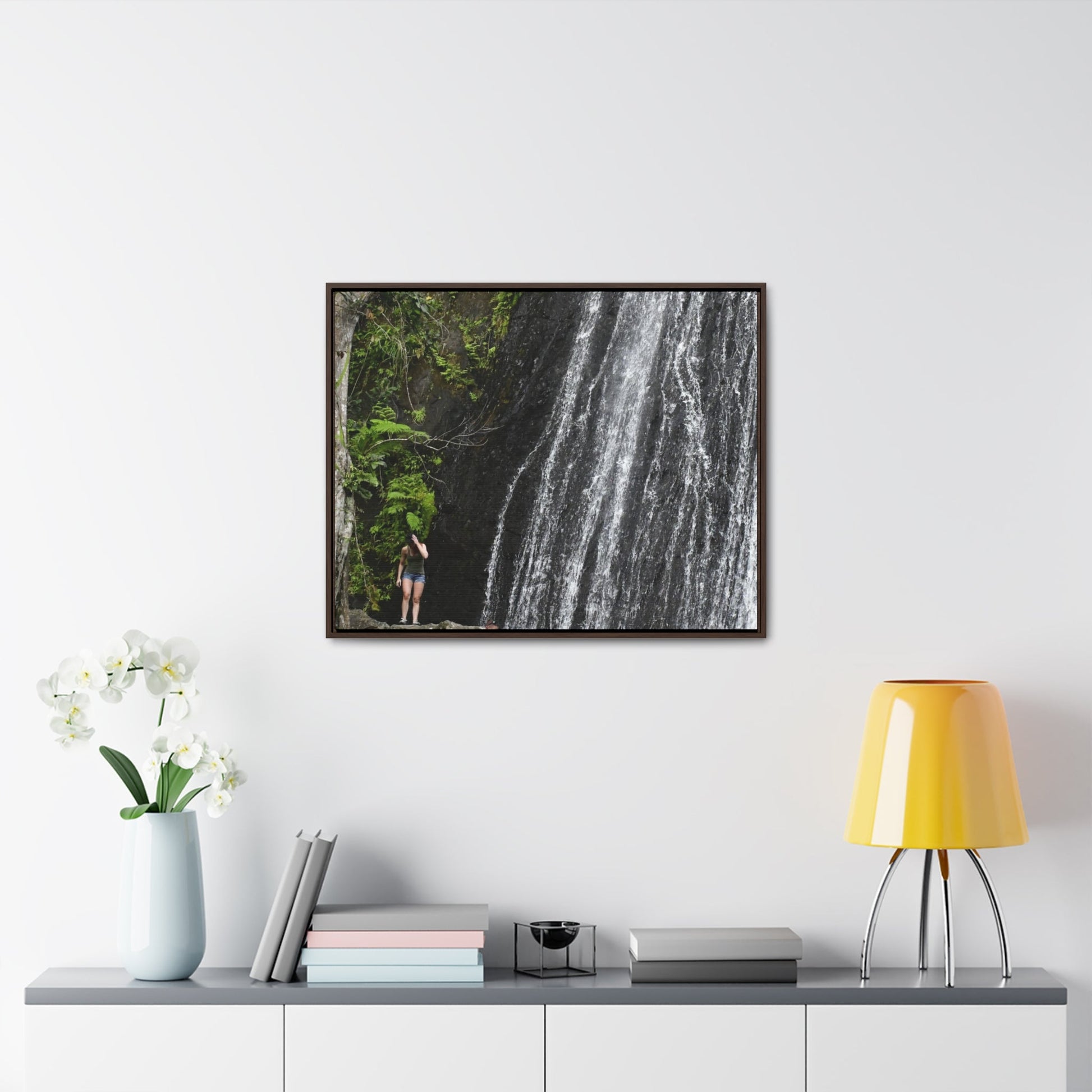 Rainforest Trails & Views - Gallery Canvas Wraps, Horizontal Frame - El Yunque National Forest - Puerto Rico - La Coca Falls - visitor figures the way out - Green Forest Home