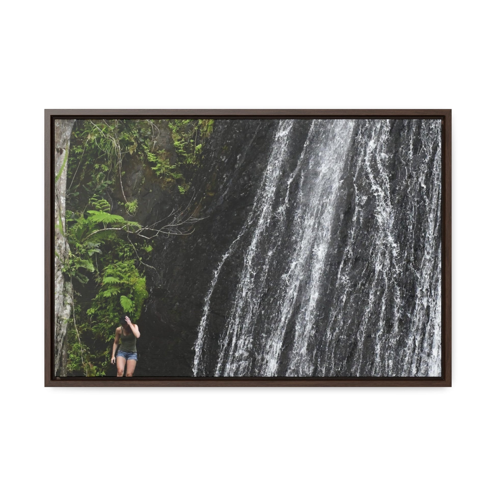 Rainforest Trails & Views - Gallery Canvas Wraps, Horizontal Frame - El Yunque National Forest - Puerto Rico - La Coca Falls - visitor figures the way out - Green Forest Home