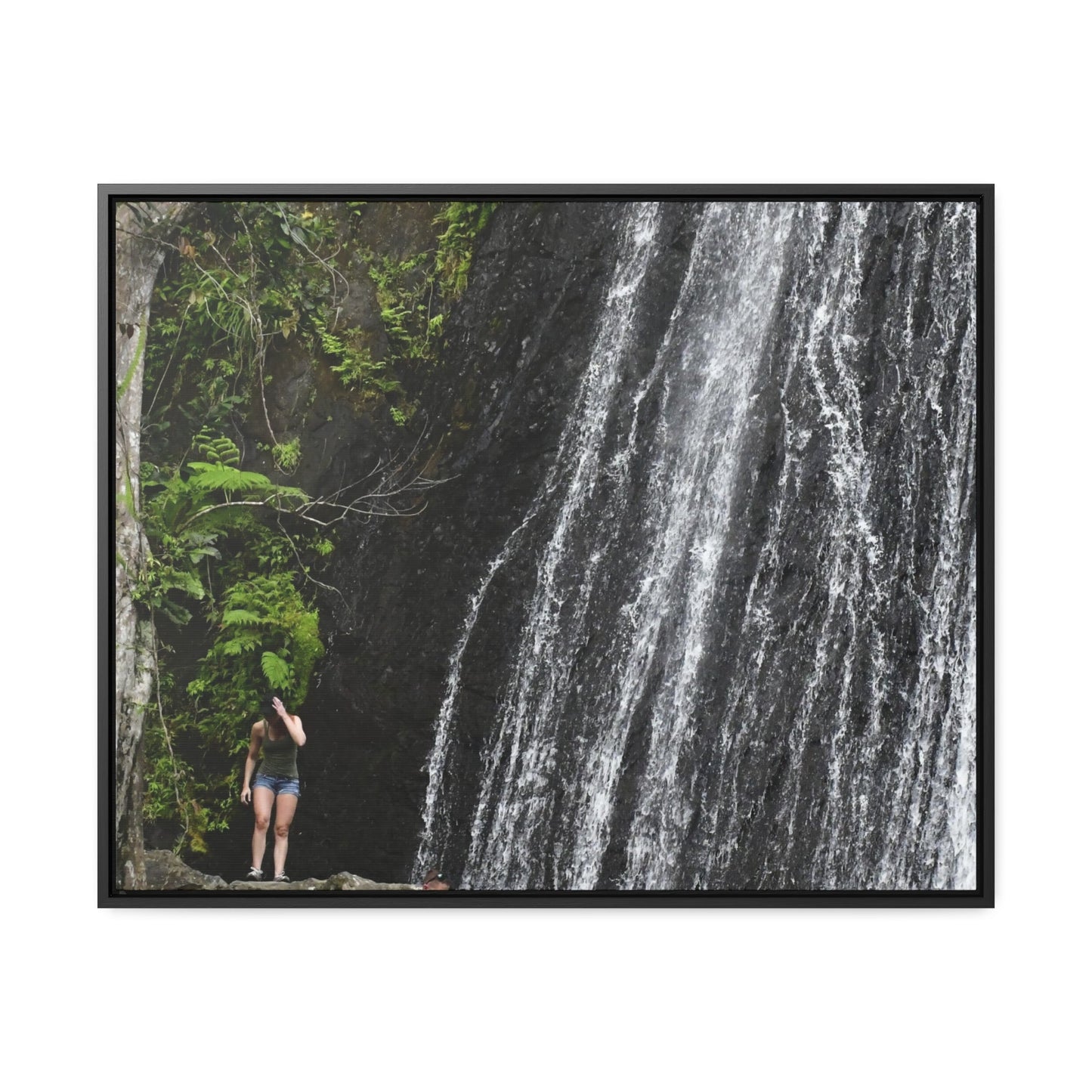 Rainforest Trails & Views - Gallery Canvas Wraps, Horizontal Frame - El Yunque National Forest - Puerto Rico - La Coca Falls - visitor figures the way out - Green Forest Home