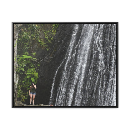 Rainforest Trails & Views - Gallery Canvas Wraps, Horizontal Frame - El Yunque National Forest - Puerto Rico - La Coca Falls - visitor figures the way out - Green Forest Home
