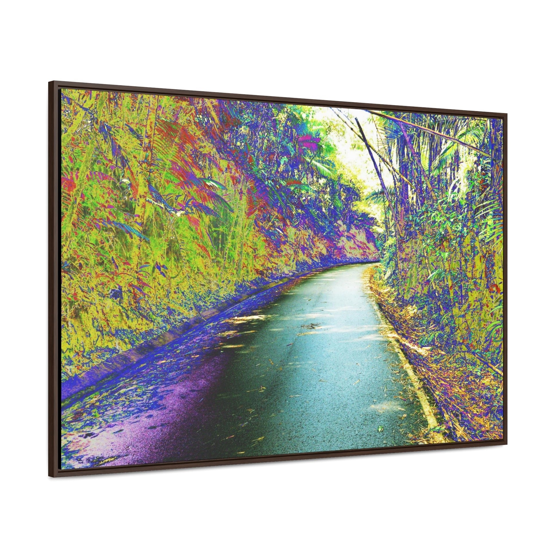 Rainforest Trails & Views - Gallery Canvas Wraps, Horizontal Frame - El Yunque National Forest - Puerto Rico - Mt Britton Loop road - color enhanced - Green Forest Home