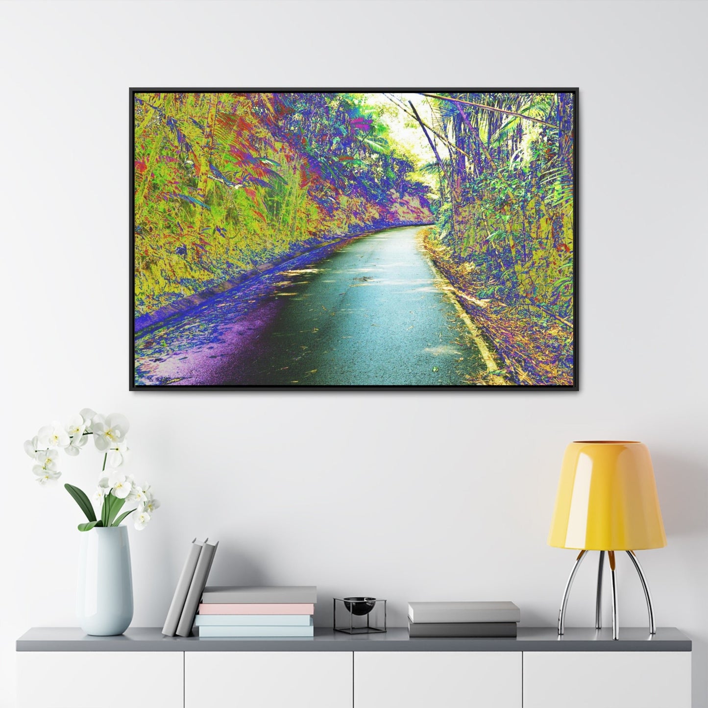 Rainforest Trails & Views - Gallery Canvas Wraps, Horizontal Frame - El Yunque National Forest - Puerto Rico - Mt Britton Loop road - color enhanced - Green Forest Home