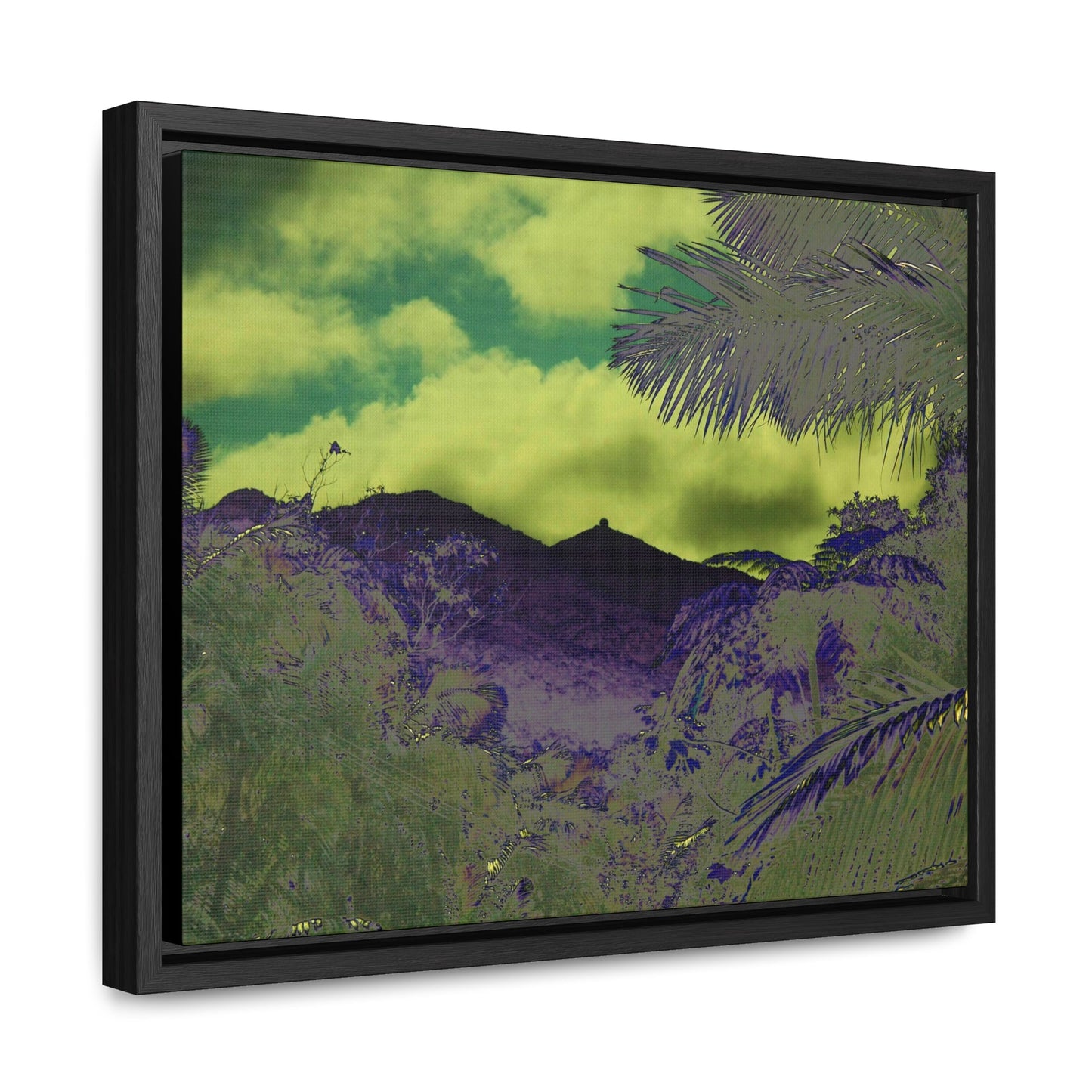Rainforest Trails & Views - Gallery Canvas Wraps, Horizontal Frame - El Yunque National Forest - Puerto Rico - Mt Britton road view of Mt Britton - color enhanced - Green Forest Home