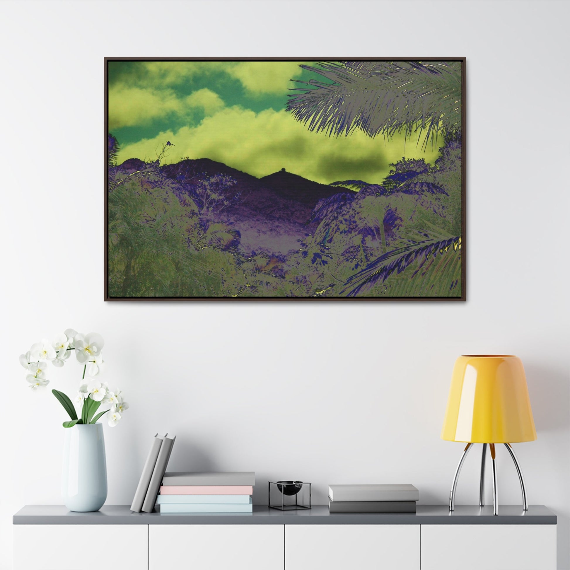 Rainforest Trails & Views - Gallery Canvas Wraps, Horizontal Frame - El Yunque National Forest - Puerto Rico - Mt Britton road view of Mt Britton - color enhanced - Green Forest Home
