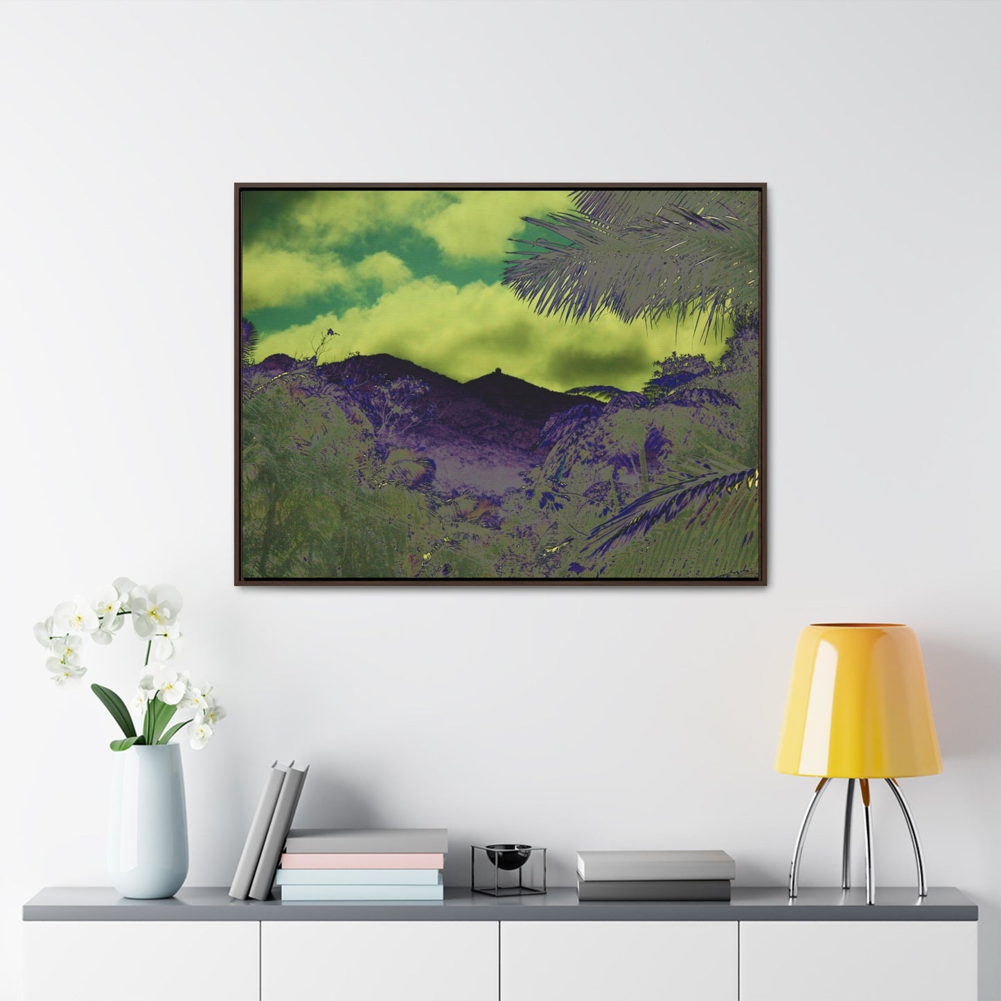 Rainforest Trails & Views - Gallery Canvas Wraps, Horizontal Frame - El Yunque National Forest - Puerto Rico - Mt Britton road view of Mt Britton - color enhanced - Green Forest Home