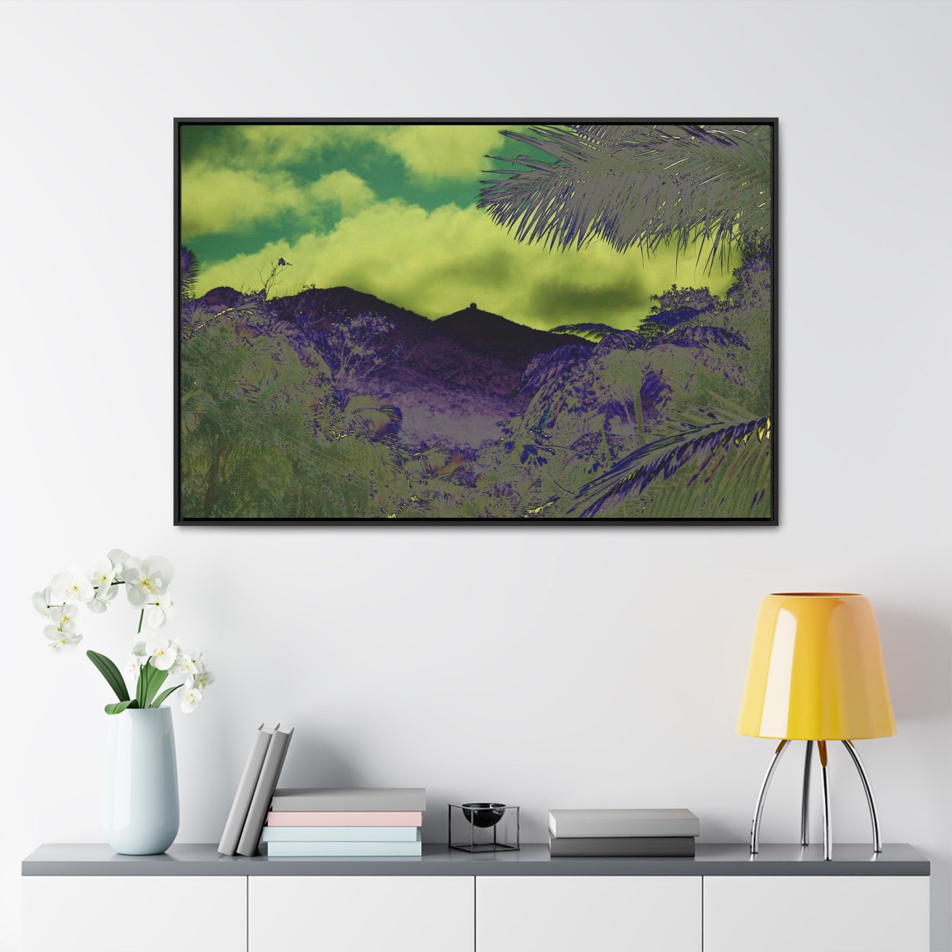 Rainforest Trails & Views - Gallery Canvas Wraps, Horizontal Frame - El Yunque National Forest - Puerto Rico - Mt Britton road view of Mt Britton - color enhanced - Green Forest Home