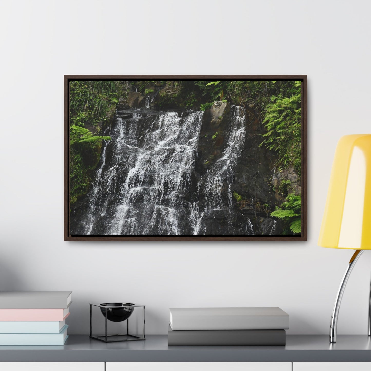 Rainforest Trails & Views - Gallery Canvas Wraps, Horizontal Frame - El Yunque National Forest - Puerto Rico - Nikon Telephoto view of the upper La Coca Falls - Green Forest Home