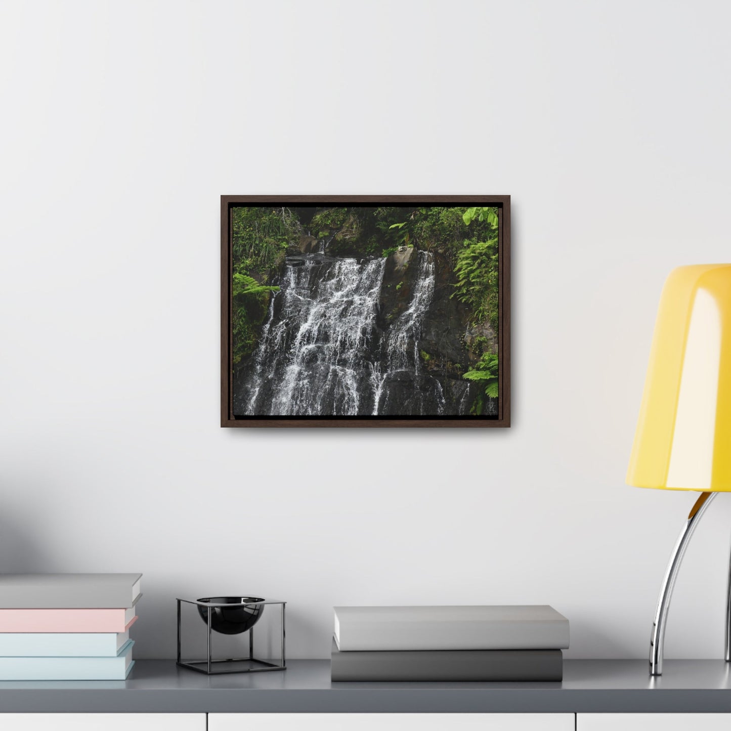 Rainforest Trails & Views - Gallery Canvas Wraps, Horizontal Frame - El Yunque National Forest - Puerto Rico - Nikon Telephoto view of the upper La Coca Falls - Green Forest Home