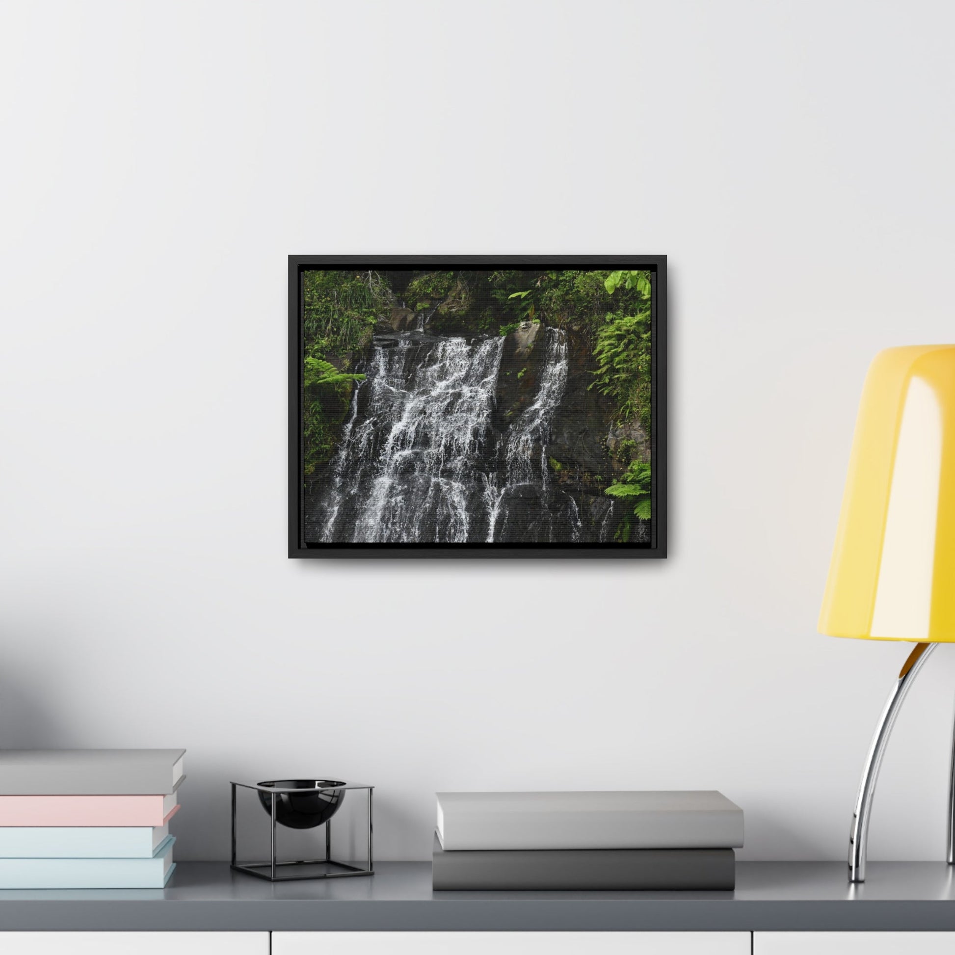 Rainforest Trails & Views - Gallery Canvas Wraps, Horizontal Frame - El Yunque National Forest - Puerto Rico - Nikon Telephoto view of the upper La Coca Falls - Green Forest Home