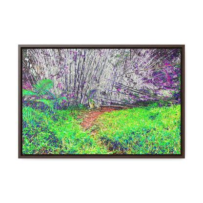 Rainforest Trails & Views - Gallery Canvas Wraps, Horizontal Frame - El Yunque National Forest - Puerto Rico - Path in camping zone near peaks - Color Enhanced - Green Forest Home