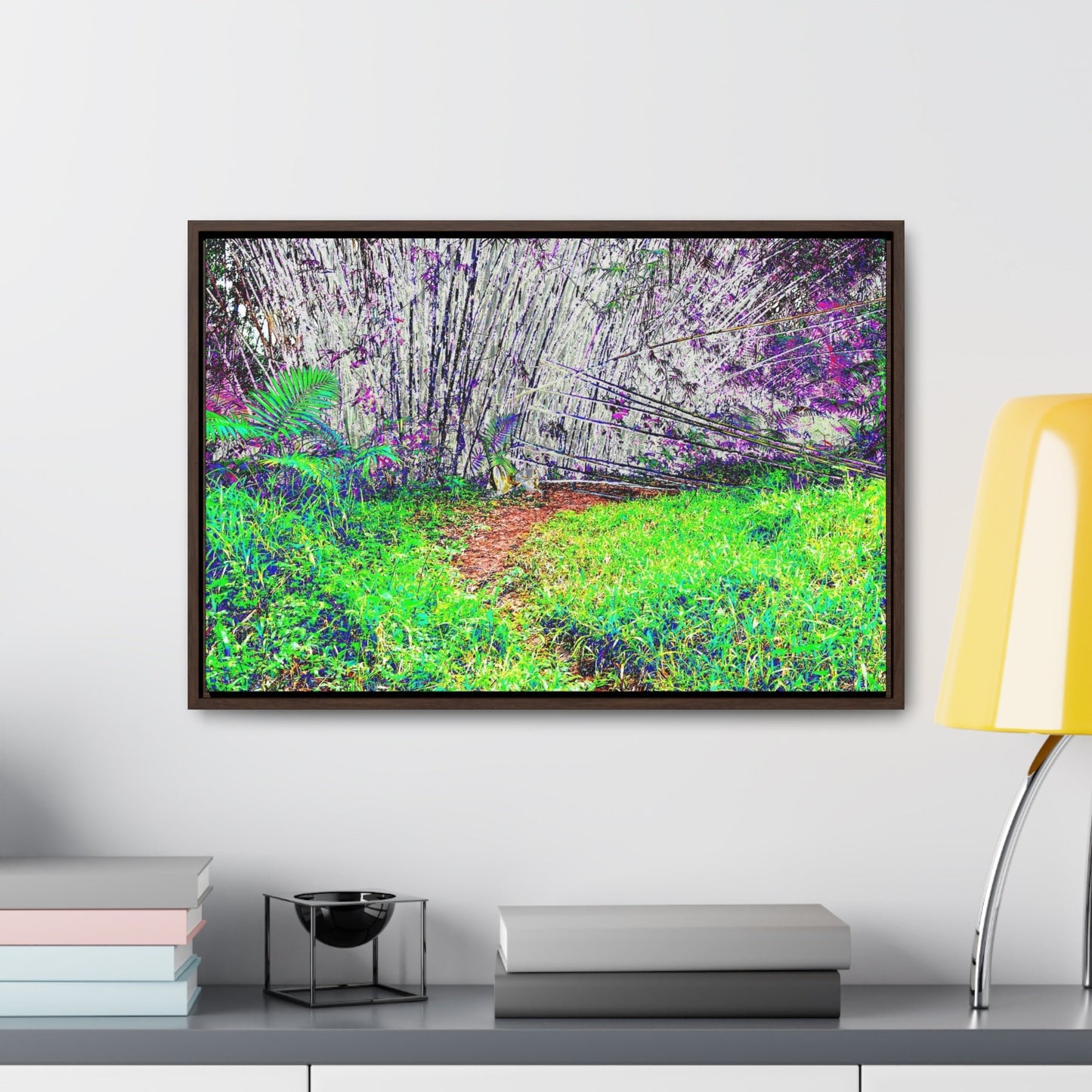 Rainforest Trails & Views - Gallery Canvas Wraps, Horizontal Frame - El Yunque National Forest - Puerto Rico - Path in camping zone near peaks - Color Enhanced - Green Forest Home