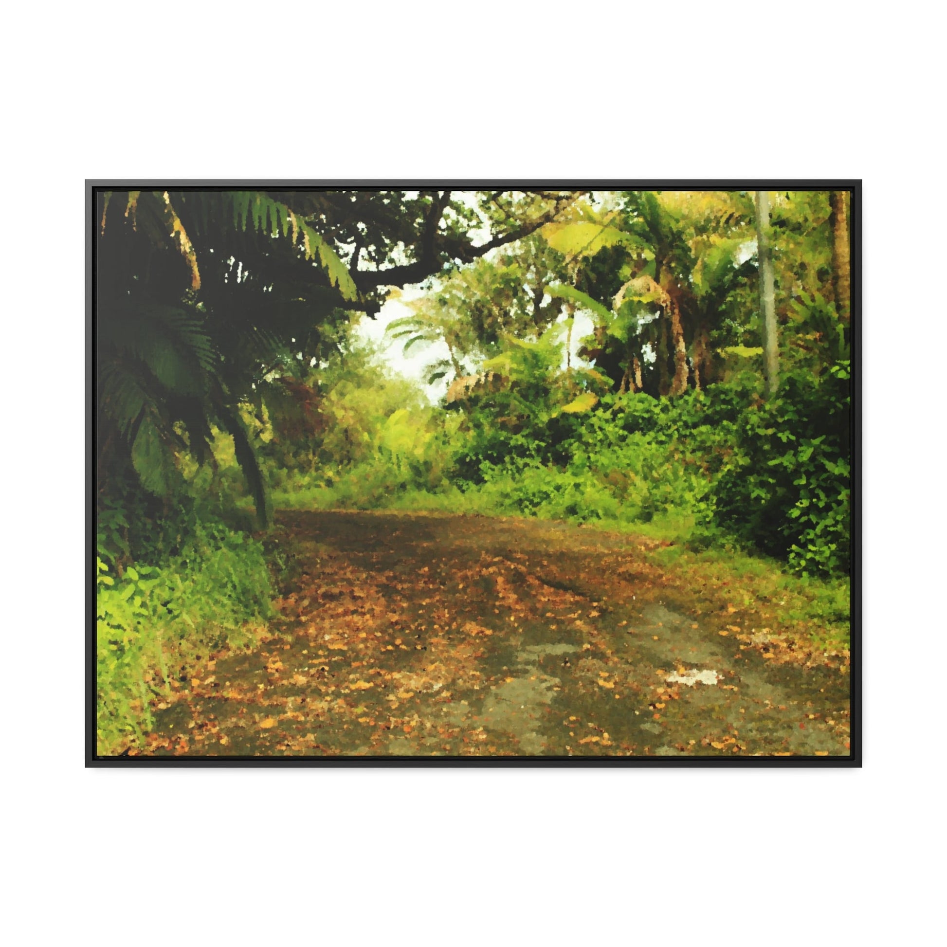 Rainforest Trails & Views - Gallery Canvas Wraps, Horizontal Frame - El Yunque National Forest - Puerto Rico - PR 191 Closed road - paint effect - Green Forest Home
