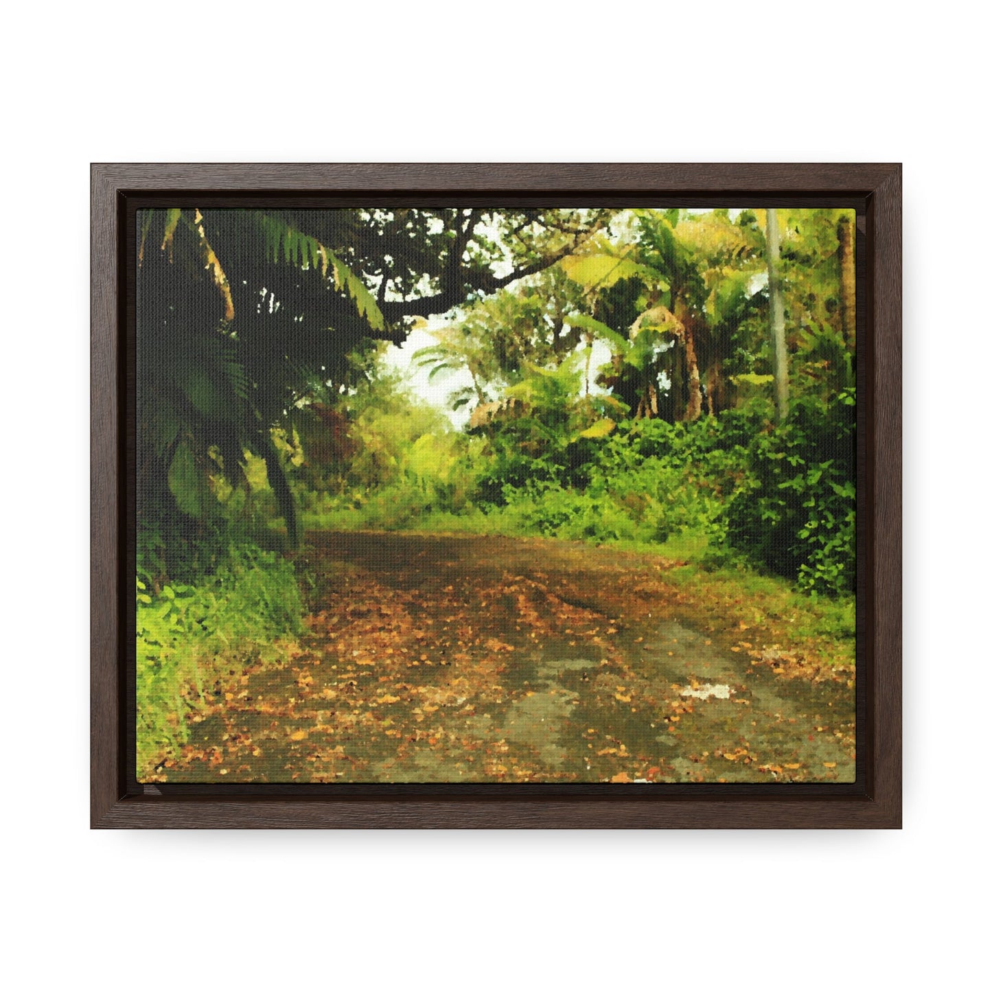 Rainforest Trails & Views - Gallery Canvas Wraps, Horizontal Frame - El Yunque National Forest - Puerto Rico - PR 191 Closed road - paint effect - Green Forest Home