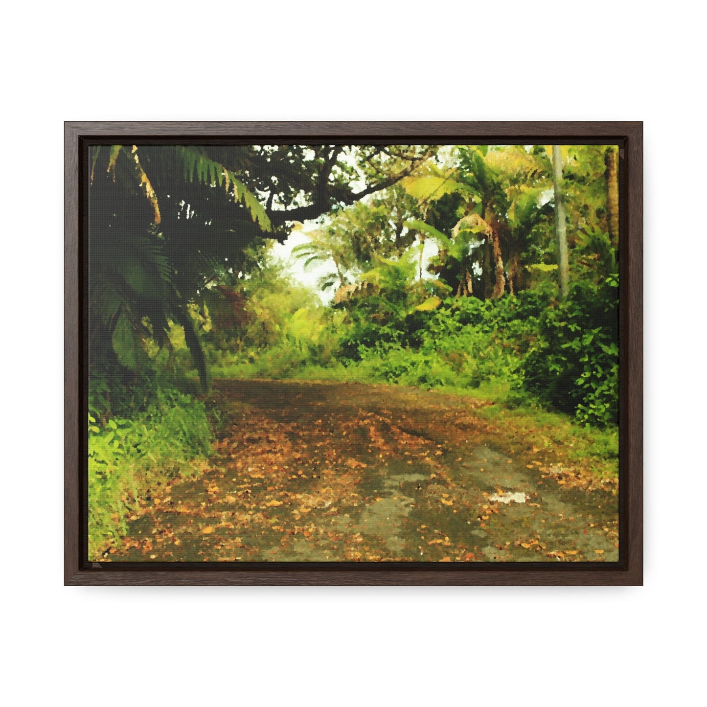 Rainforest Trails & Views - Gallery Canvas Wraps, Horizontal Frame - El Yunque National Forest - Puerto Rico - PR 191 Closed road - paint effect - Green Forest Home