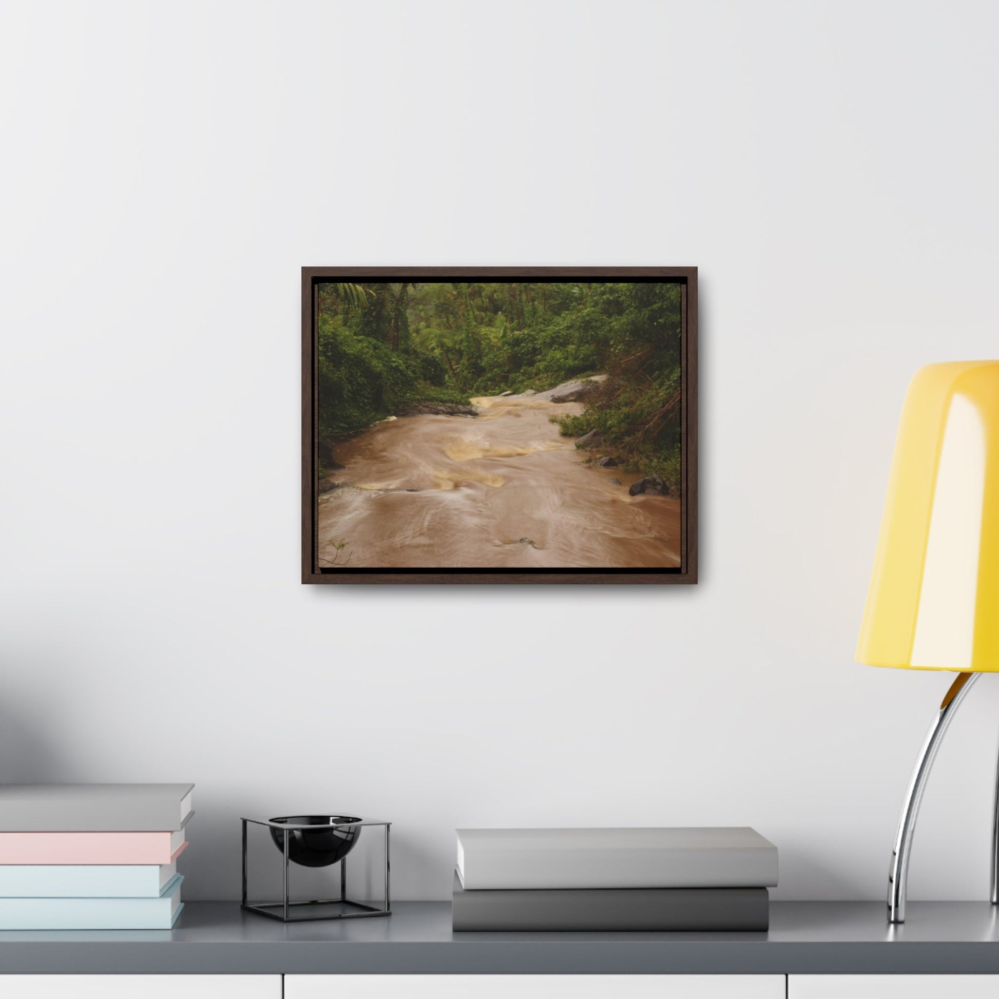 Rainforest Trails & Views - Gallery Canvas Wraps, Horizontal Frame - El Yunque National Forest - Puerto Rico - PR191 Muddy Flooded Rio Sabana - Green Forest Home
