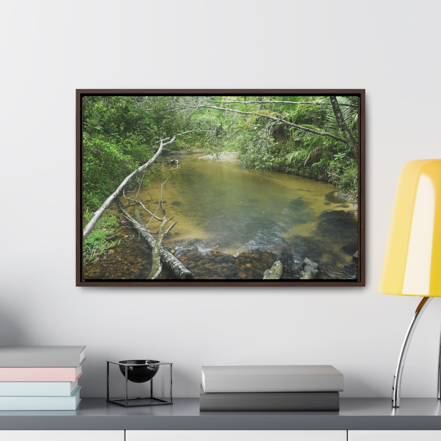 Rainforest Trails & Views - Gallery Canvas Wraps, Horizontal Frame - El Yunque National Forest - Puerto Rico - Pristine Rio Sabana upper river - Green Forest Home