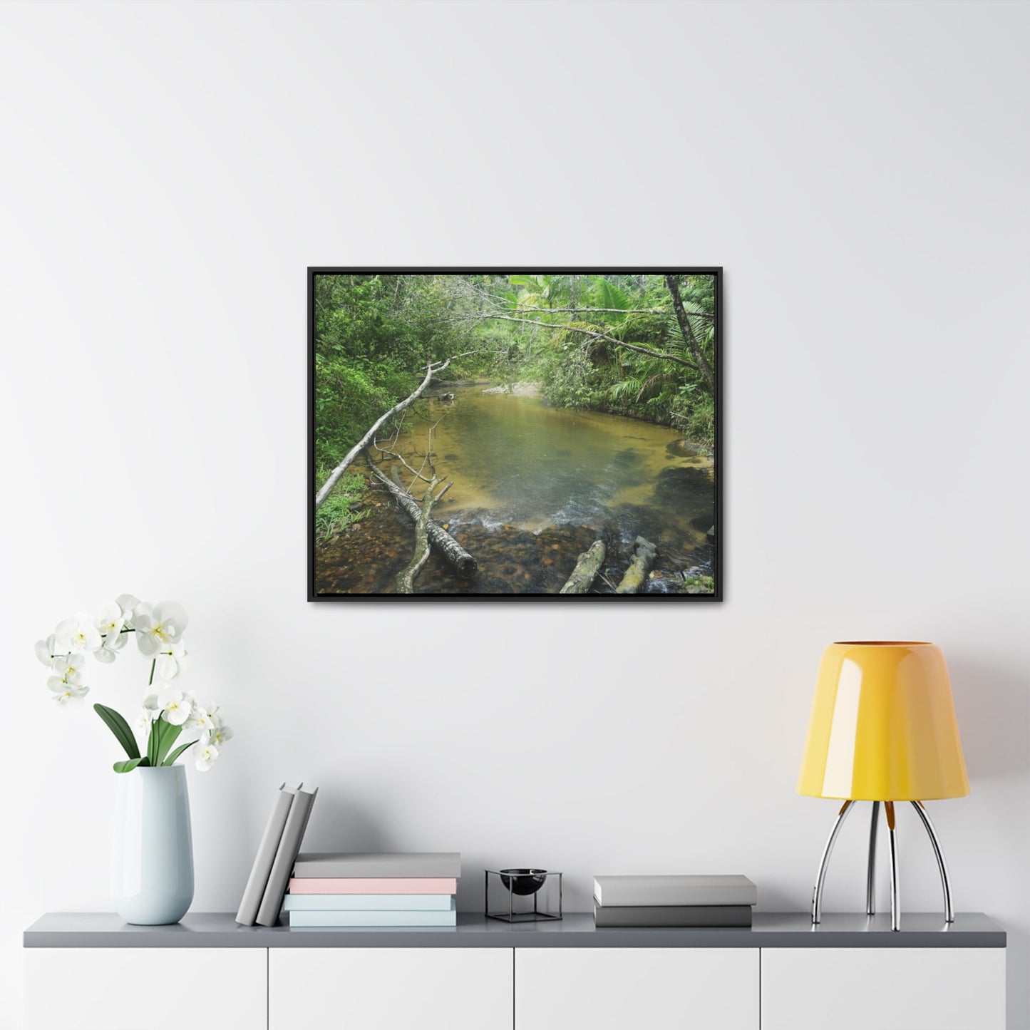 Rainforest Trails & Views - Gallery Canvas Wraps, Horizontal Frame - El Yunque National Forest - Puerto Rico - Pristine Rio Sabana upper river - Green Forest Home