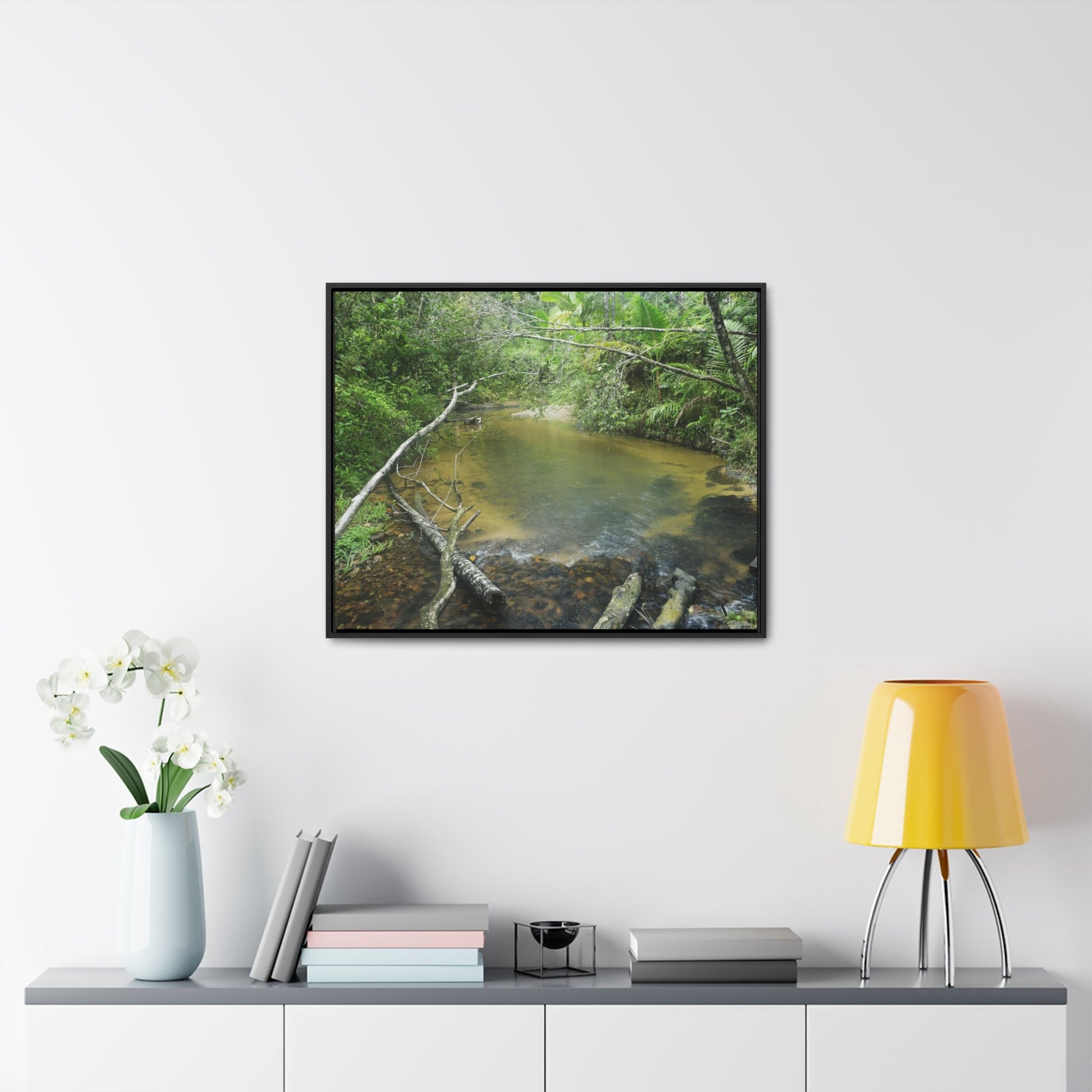 Rainforest Trails & Views - Gallery Canvas Wraps, Horizontal Frame - El Yunque National Forest - Puerto Rico - Pristine Rio Sabana upper river - Green Forest Home