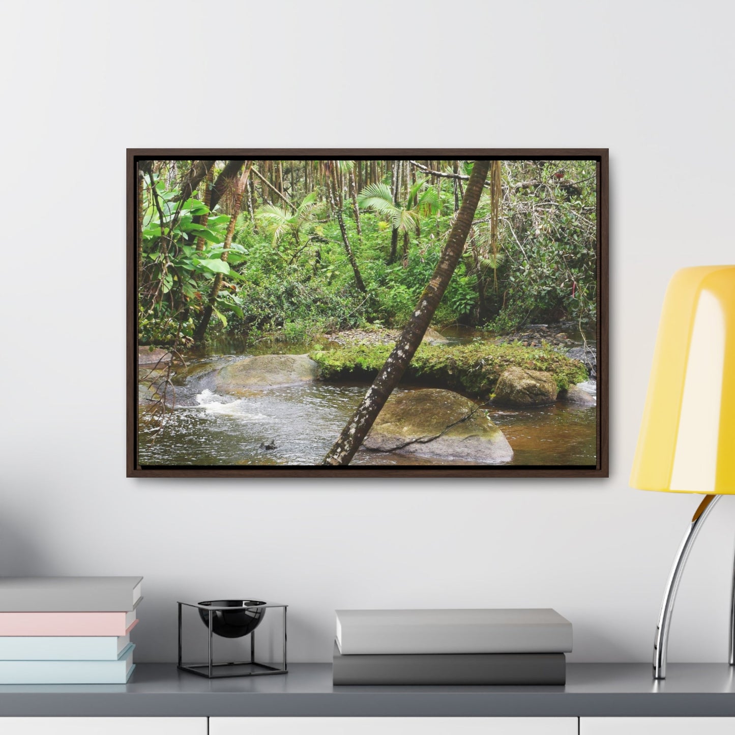 Rainforest Trails & Views - Gallery Canvas Wraps, Horizontal Frame - El Yunque National Forest - Puerto Rico - Rio Sabana hidden pond closeup - Green Forest Home