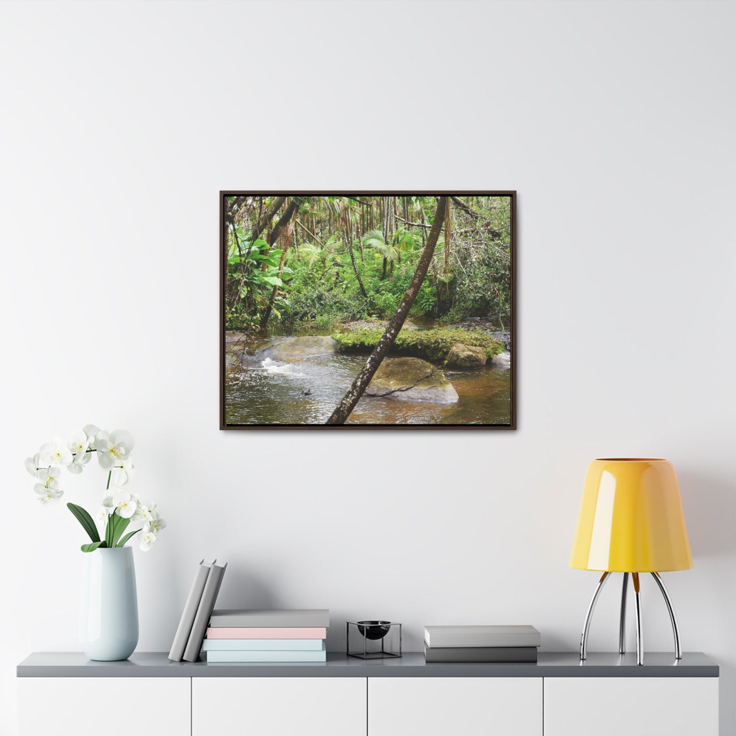 Rainforest Trails & Views - Gallery Canvas Wraps, Horizontal Frame - El Yunque National Forest - Puerto Rico - Rio Sabana hidden pond closeup - Green Forest Home