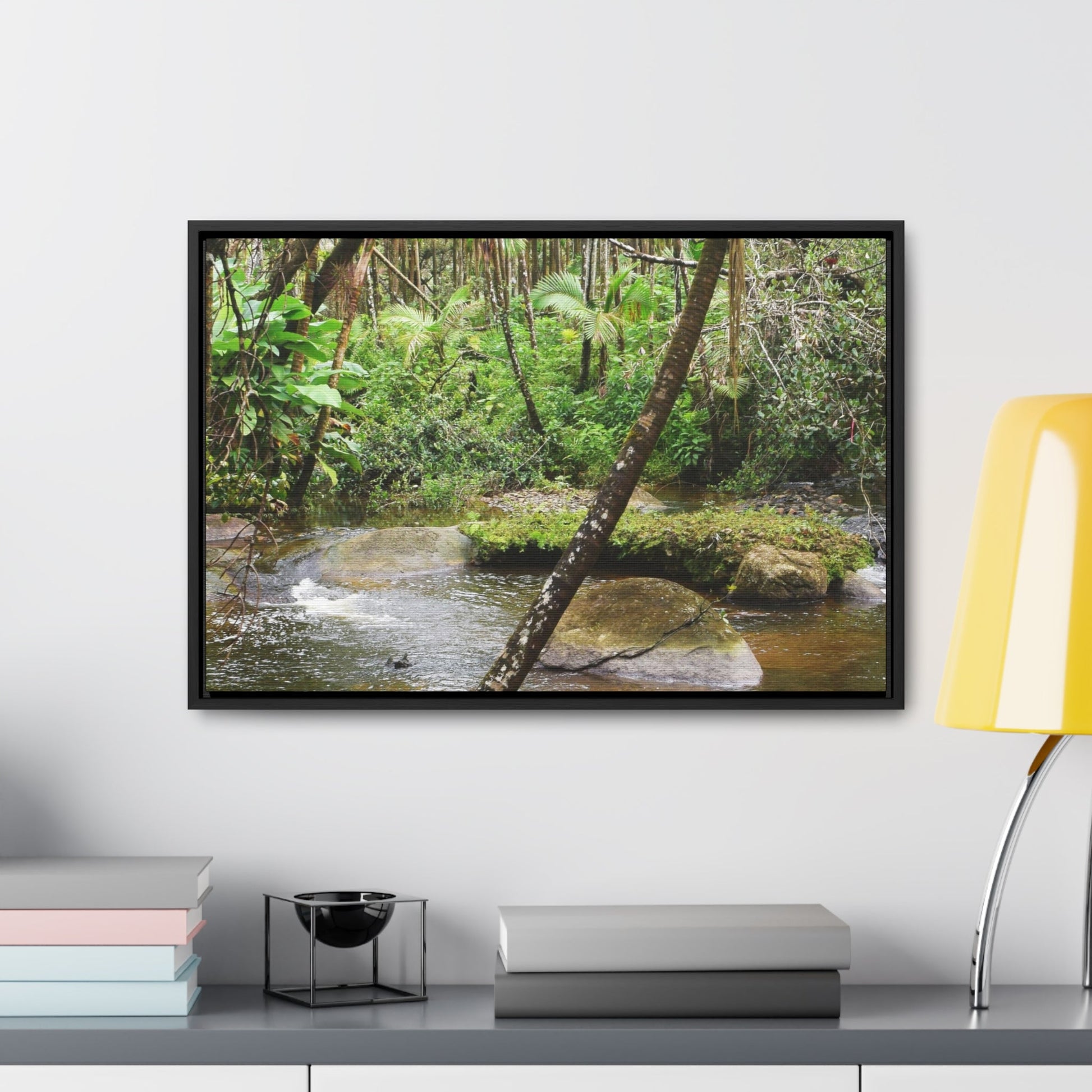 Rainforest Trails & Views - Gallery Canvas Wraps, Horizontal Frame - El Yunque National Forest - Puerto Rico - Rio Sabana hidden pond closeup - Green Forest Home