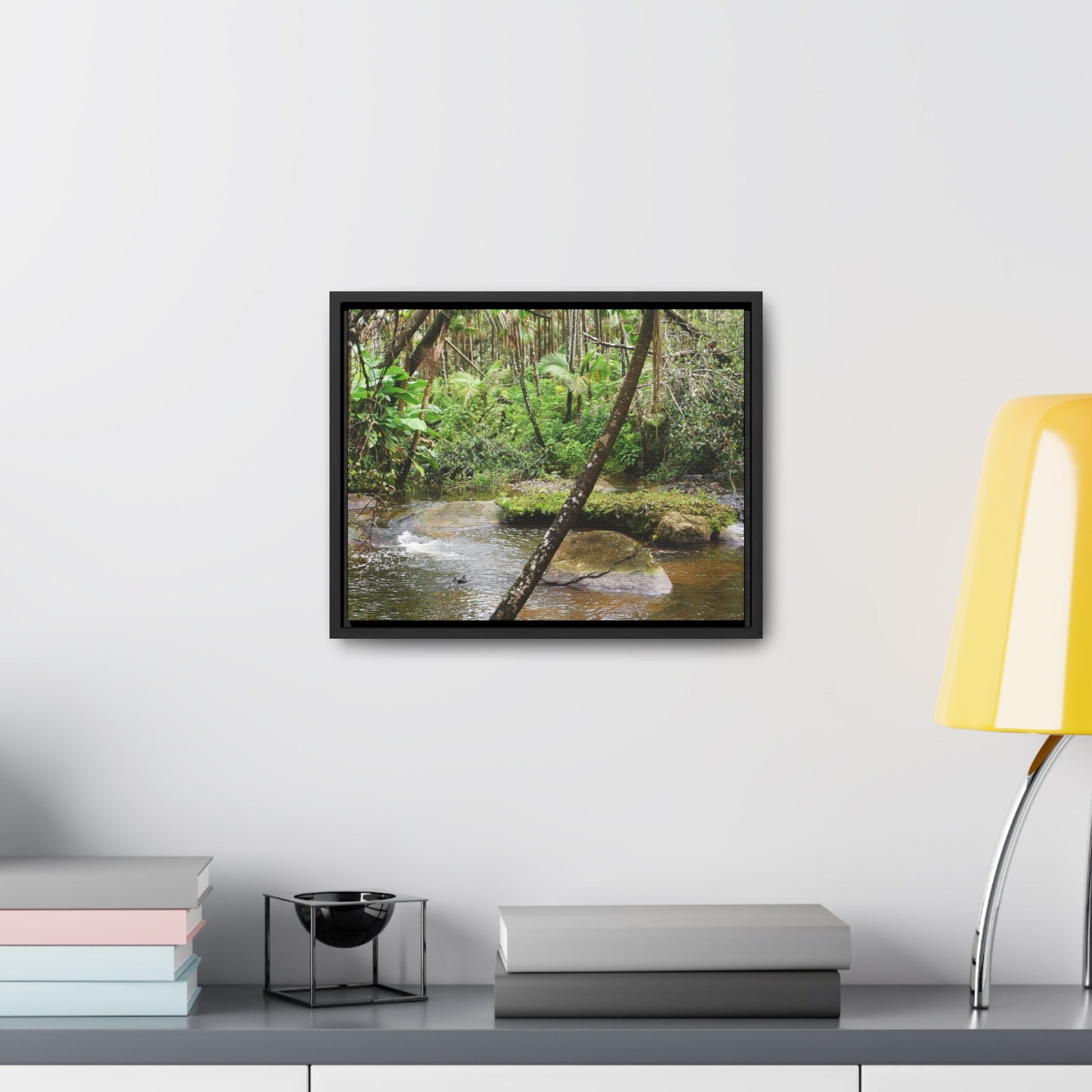 Rainforest Trails & Views - Gallery Canvas Wraps, Horizontal Frame - El Yunque National Forest - Puerto Rico - Rio Sabana hidden pond closeup - Green Forest Home