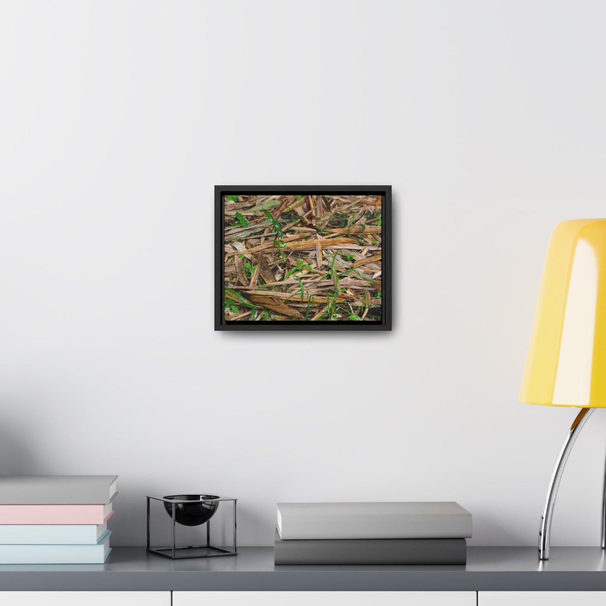 Rainforest Trails & Views - Gallery Canvas Wraps, Horizontal Frame - El Yunque National Forest - Puerto Rico - Rio Sabana trail - Bamboo leaves on the ground - Green Forest Home