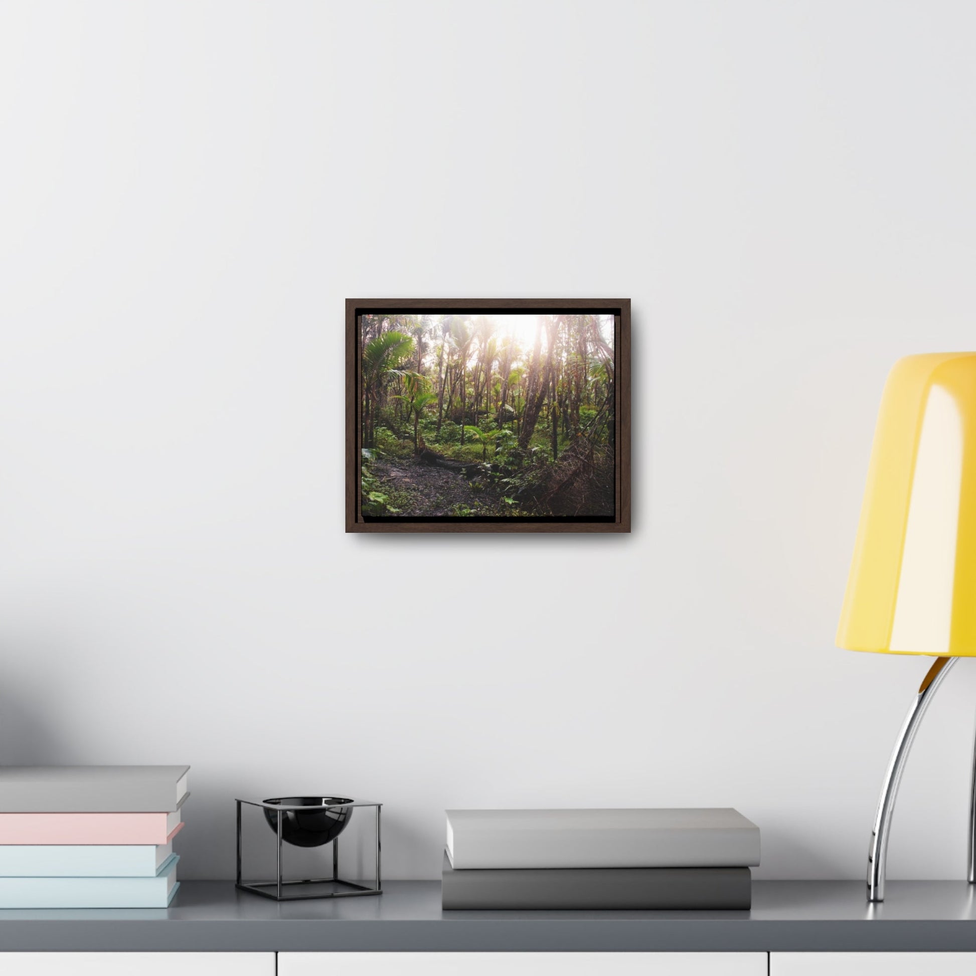Rainforest Trails & Views - Gallery Canvas Wraps, Horizontal Frame - El Yunque National Forest - Puerto Rico - Rio Sabana trail crosses a swap in sunset - Green Forest Home
