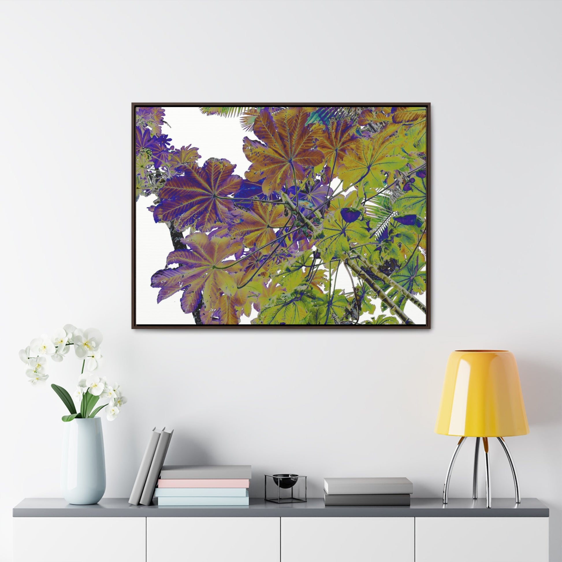 Rainforest Trails & Views - Gallery Canvas Wraps, Horizontal Frame - El Yunque National Forest - Puerto Rico - Rio Sabana Trail Yagrumo leaves - color enhanced - Green Forest Home