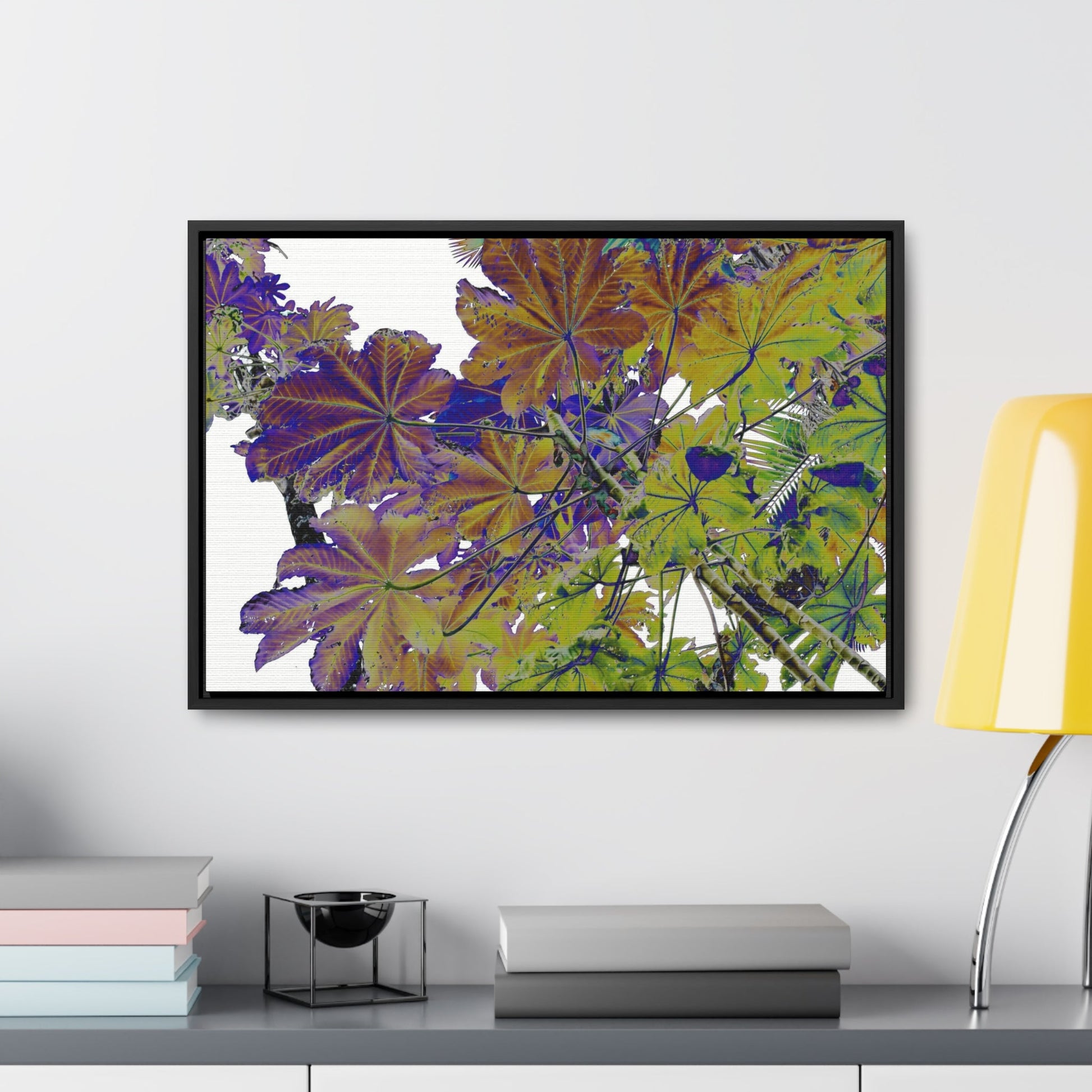 Rainforest Trails & Views - Gallery Canvas Wraps, Horizontal Frame - El Yunque National Forest - Puerto Rico - Rio Sabana Trail Yagrumo leaves - color enhanced - Green Forest Home