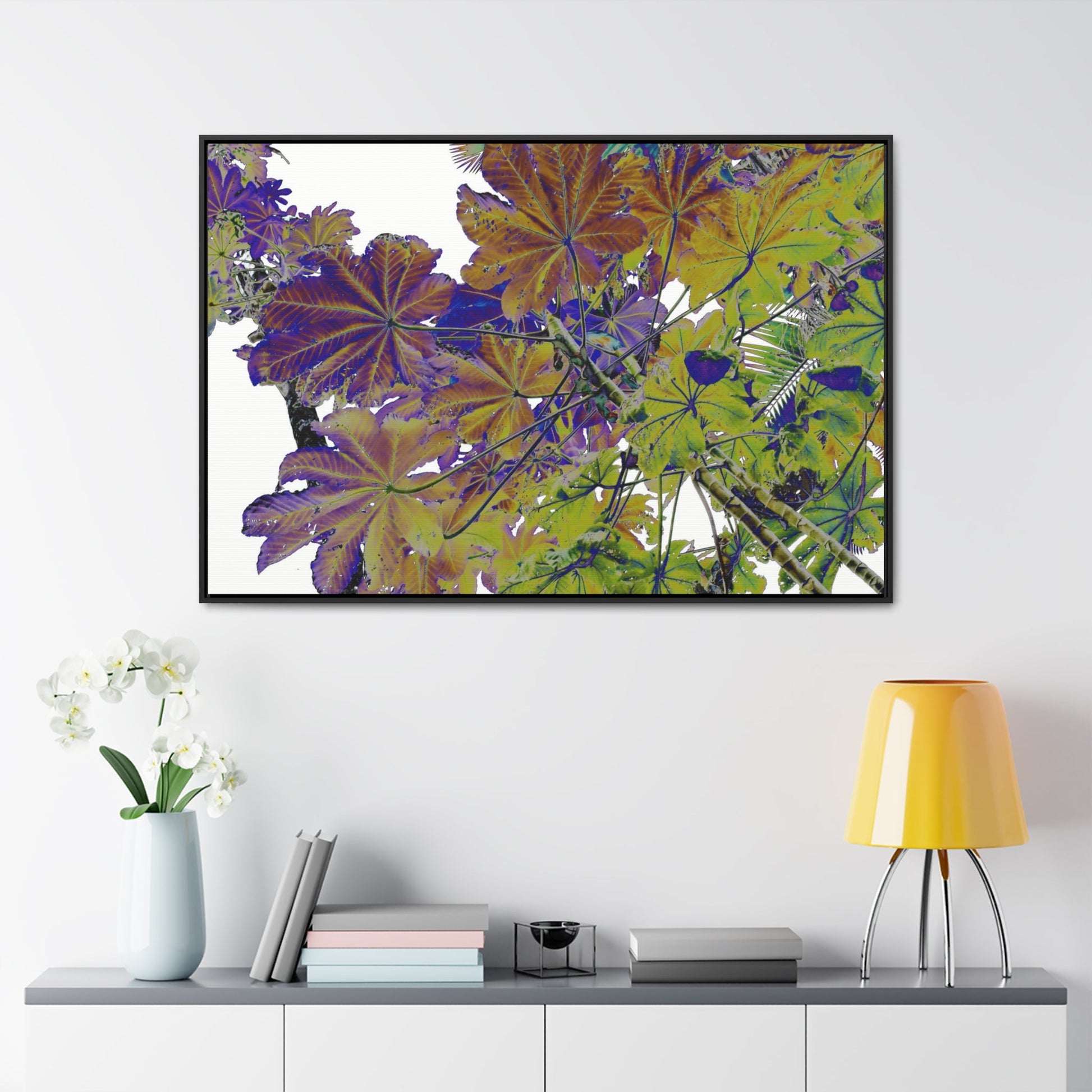 Rainforest Trails & Views - Gallery Canvas Wraps, Horizontal Frame - El Yunque National Forest - Puerto Rico - Rio Sabana Trail Yagrumo leaves - color enhanced - Green Forest Home