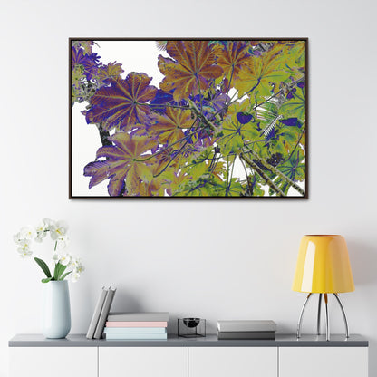 Rainforest Trails & Views - Gallery Canvas Wraps, Horizontal Frame - El Yunque National Forest - Puerto Rico - Rio Sabana Trail Yagrumo leaves - color enhanced - Green Forest Home