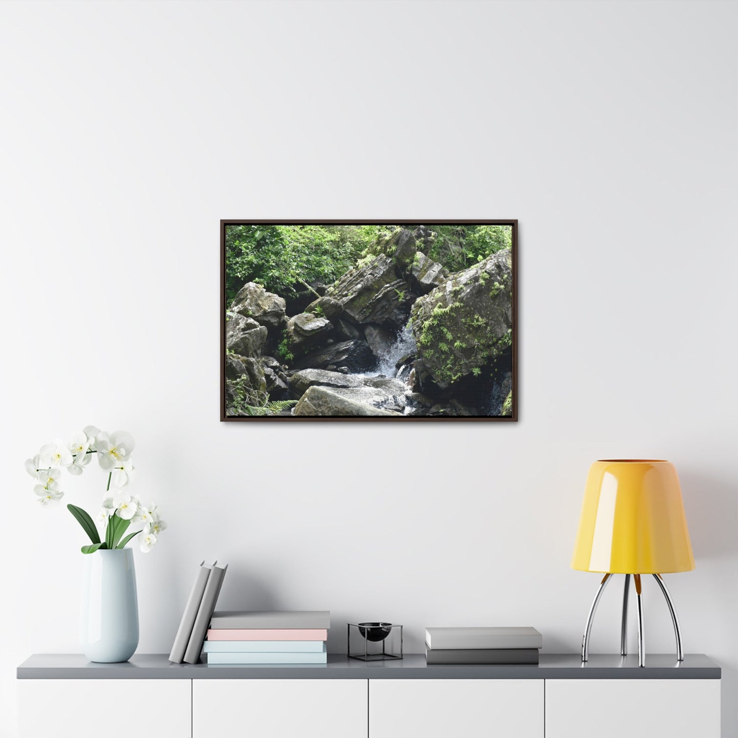 Rainforest Trails & Views - Gallery Canvas Wraps, Horizontal Frame - El Yunque National Forest - Puerto Rico - River near recreation area in El Yunque - Green Forest Home