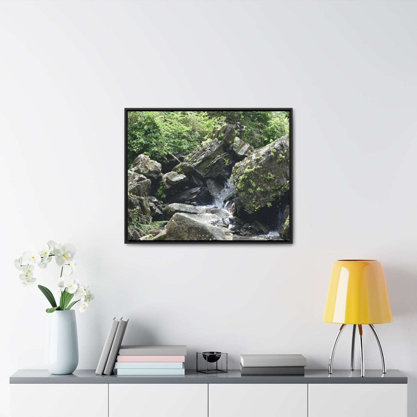 Rainforest Trails & Views - Gallery Canvas Wraps, Horizontal Frame - El Yunque National Forest - Puerto Rico - River near recreation area in El Yunque - Green Forest Home