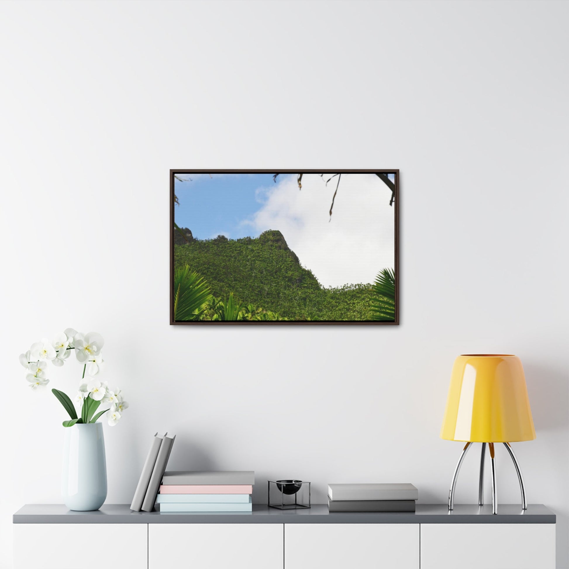 Rainforest Trails & Views - Gallery Canvas Wraps, Horizontal Frame - El Yunque National Forest - Puerto Rico - Side view of Three Peaks in recovery - Green Forest Home