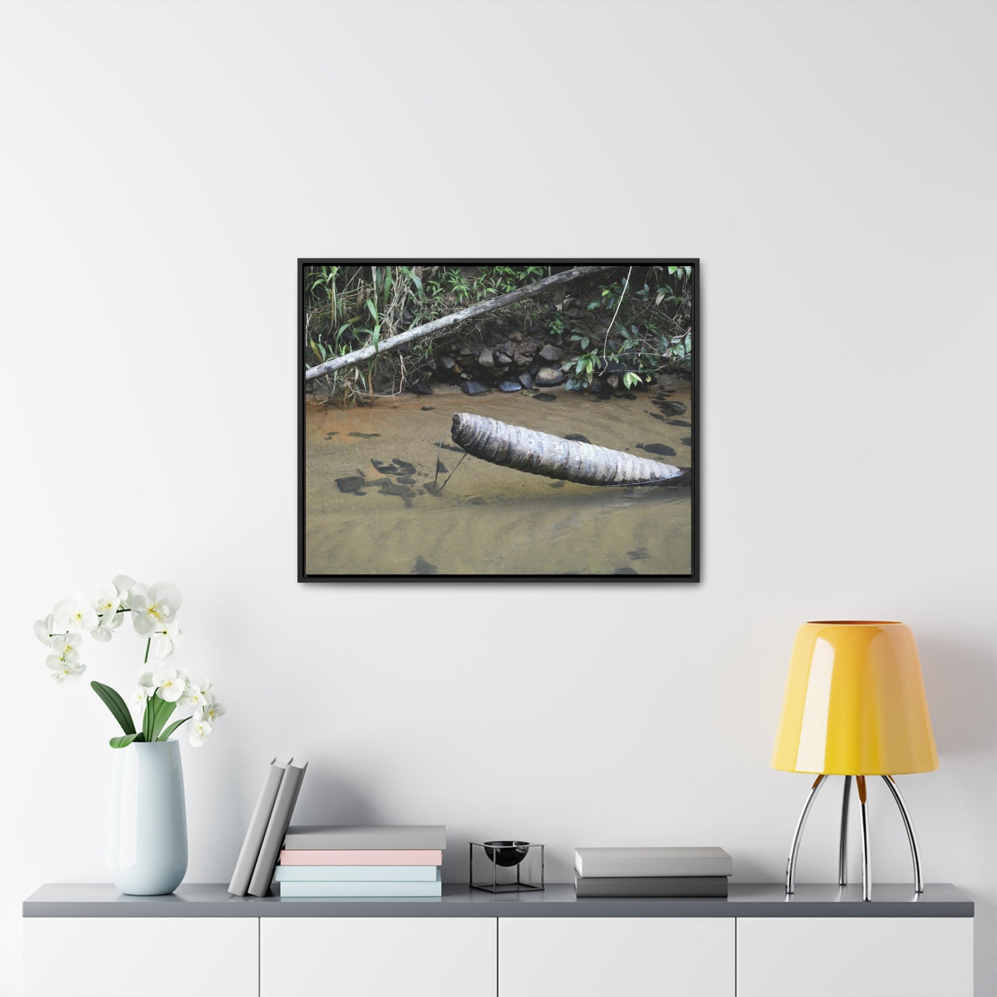 Rainforest Trails & Views - Gallery Canvas Wraps, Horizontal Frame - El Yunque National Forest - Puerto Rico - Sierra Palm buried in the sand - Rio Sabana river - Green Forest Home