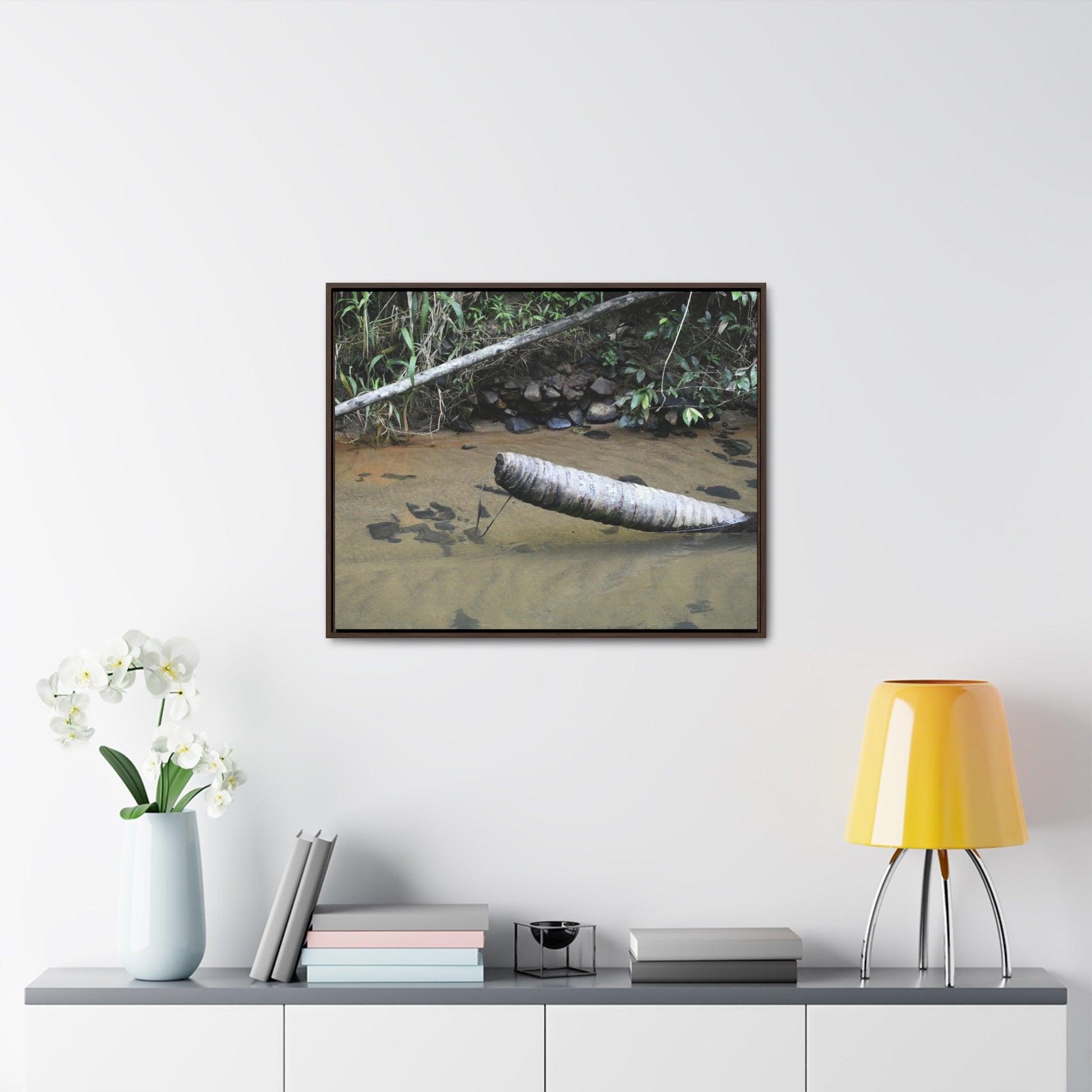 Rainforest Trails & Views - Gallery Canvas Wraps, Horizontal Frame - El Yunque National Forest - Puerto Rico - Sierra Palm buried in the sand - Rio Sabana river - Green Forest Home