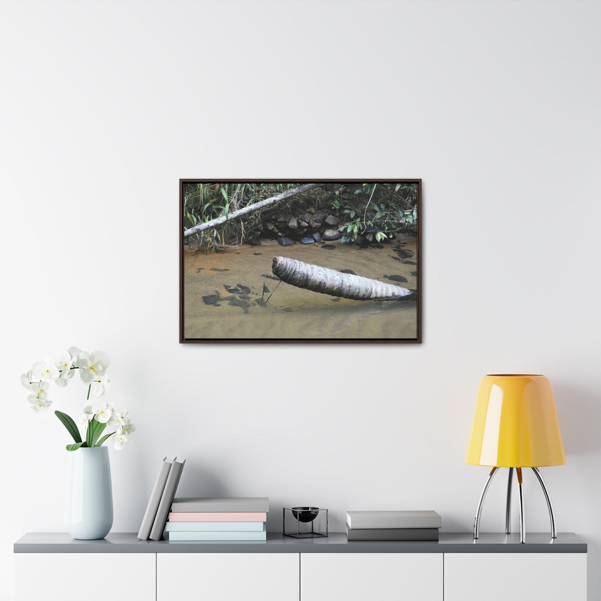 Rainforest Trails & Views - Gallery Canvas Wraps, Horizontal Frame - El Yunque National Forest - Puerto Rico - Sierra Palm buried in the sand - Rio Sabana river - Green Forest Home