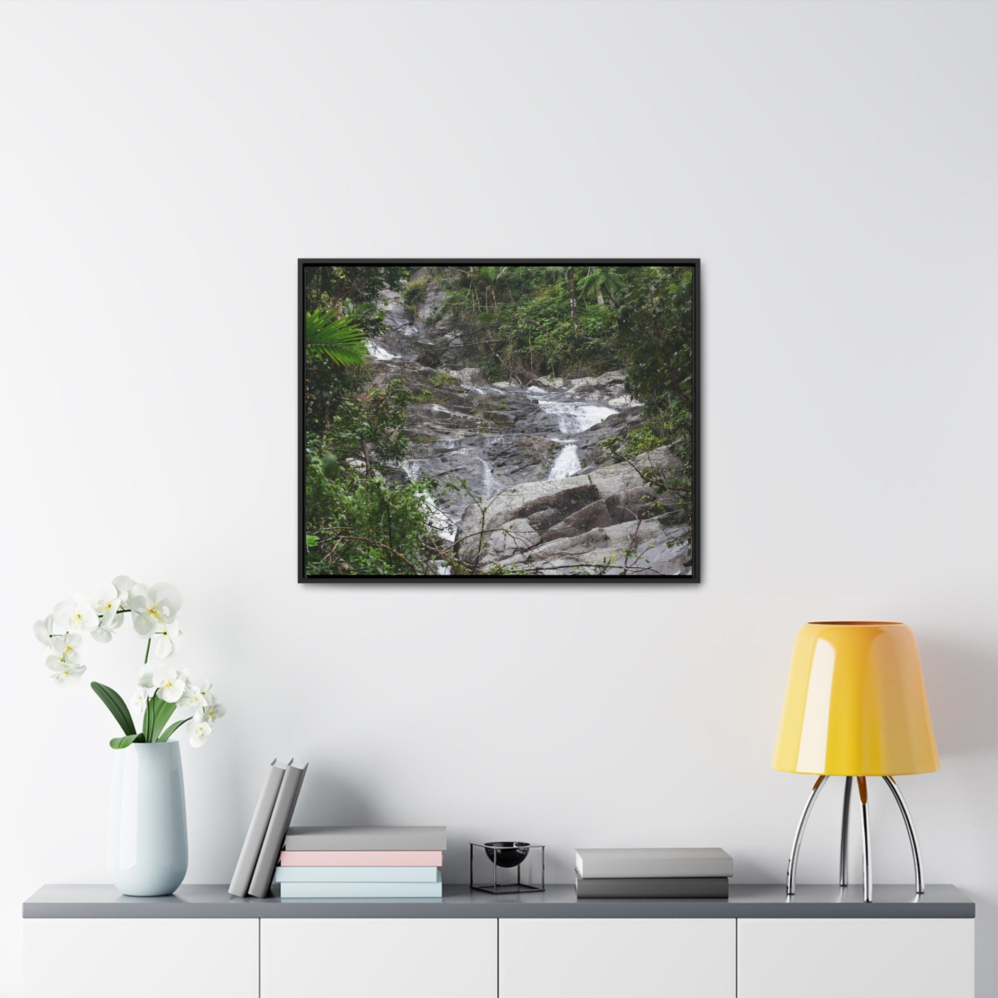 Rainforest Trails & Views - Gallery Canvas Wraps, Horizontal Frame - El Yunque National Forest - Puerto Rico - Steep Icacos River - water flows to the nearby towns drinking water - Green Forest Home