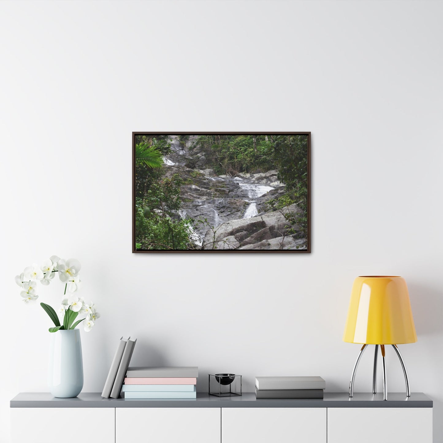 Rainforest Trails & Views - Gallery Canvas Wraps, Horizontal Frame - El Yunque National Forest - Puerto Rico - Steep Icacos River - water flows to the nearby towns drinking water - Green Forest Home