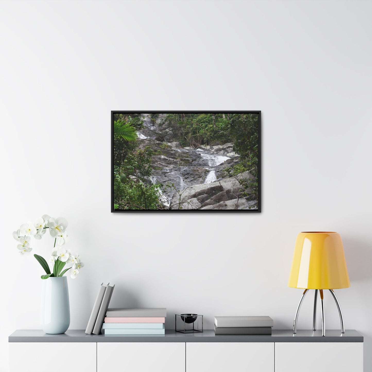 Rainforest Trails & Views - Gallery Canvas Wraps, Horizontal Frame - El Yunque National Forest - Puerto Rico - Steep Icacos River - water flows to the nearby towns drinking water - Green Forest Home