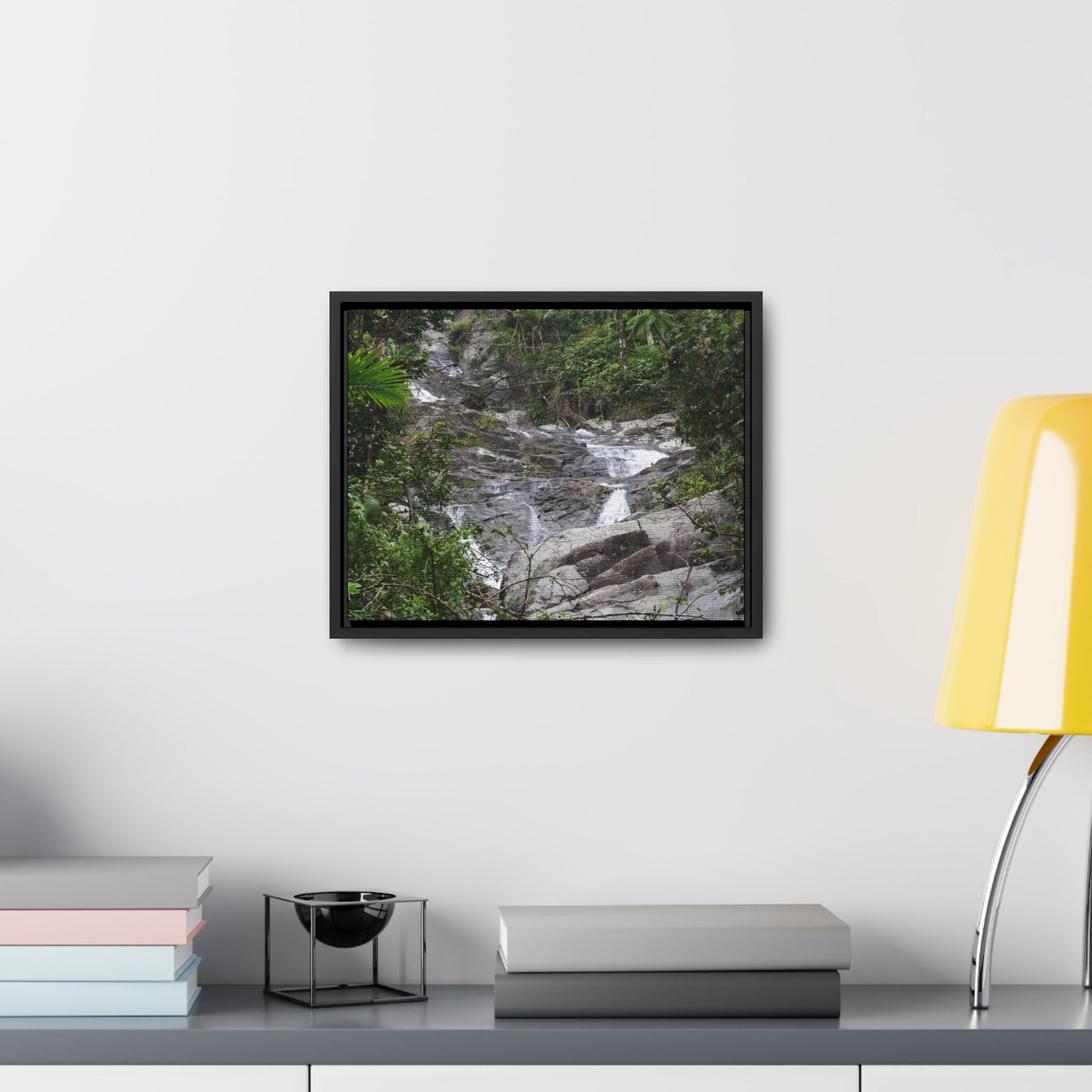 Rainforest Trails & Views - Gallery Canvas Wraps, Horizontal Frame - El Yunque National Forest - Puerto Rico - Steep Icacos River - water flows to the nearby towns drinking water - Green Forest Home