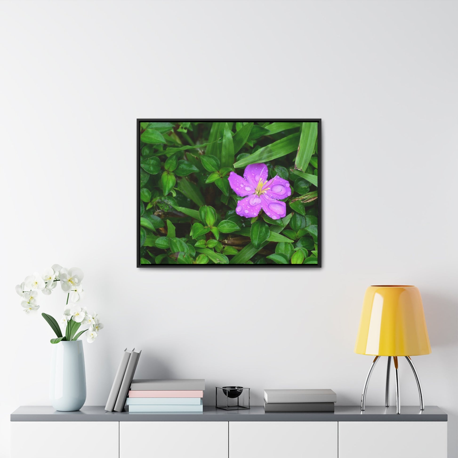 Rainforest Trails & Views - Gallery Canvas Wraps, Horizontal Frame - El Yunque National Forest - Puerto Rico - The beauty of a simple flower after the rain - Green Forest Home