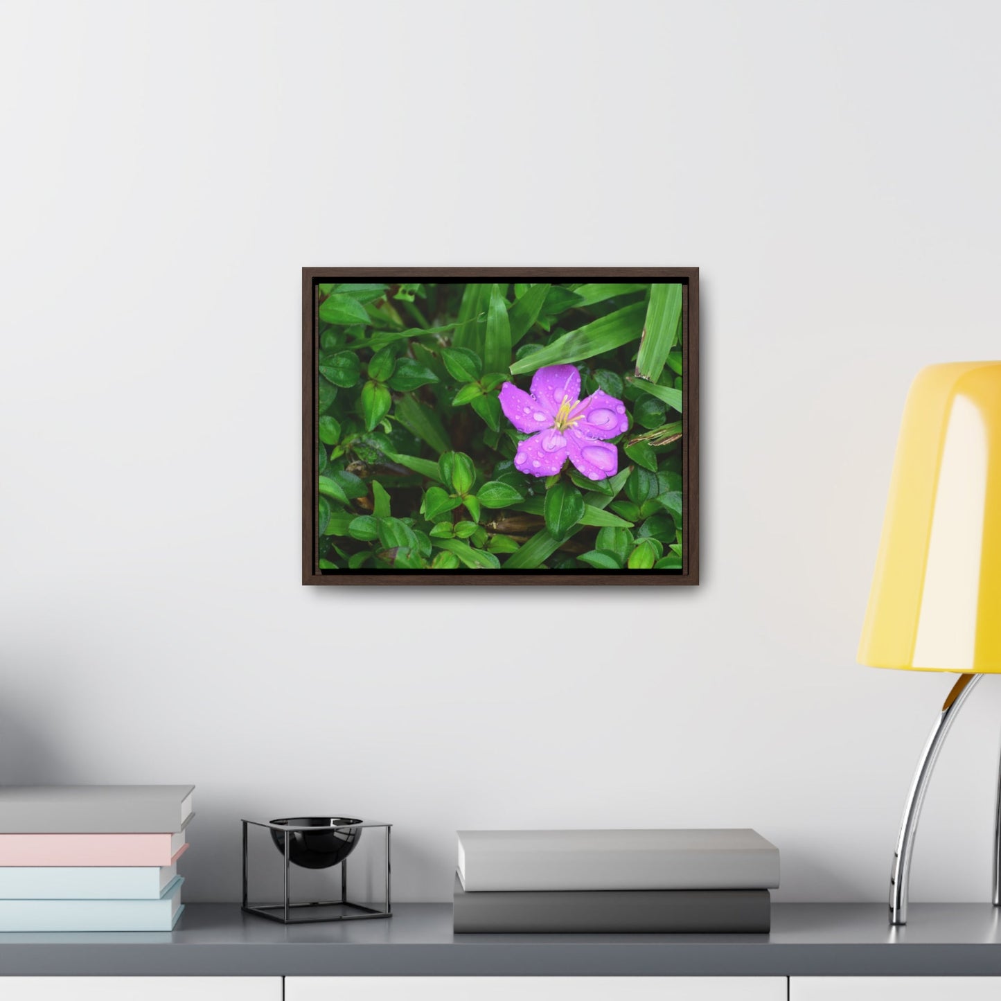 Rainforest Trails & Views - Gallery Canvas Wraps, Horizontal Frame - El Yunque National Forest - Puerto Rico - The beauty of a simple flower after the rain - Green Forest Home