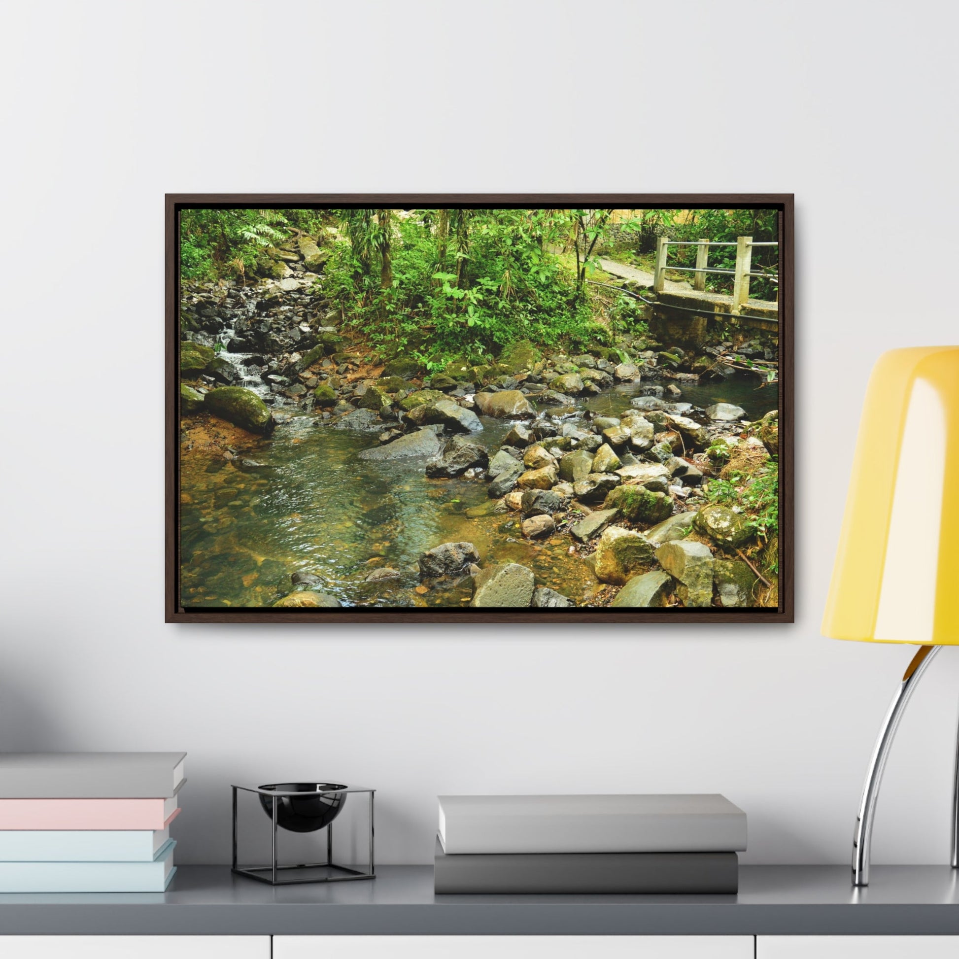 Rainforest Trails & Views - Gallery Canvas Wraps, Horizontal Frame - El Yunque National Forest - Puerto Rico - The Famous La Mina Trail & River - Green Forest Home