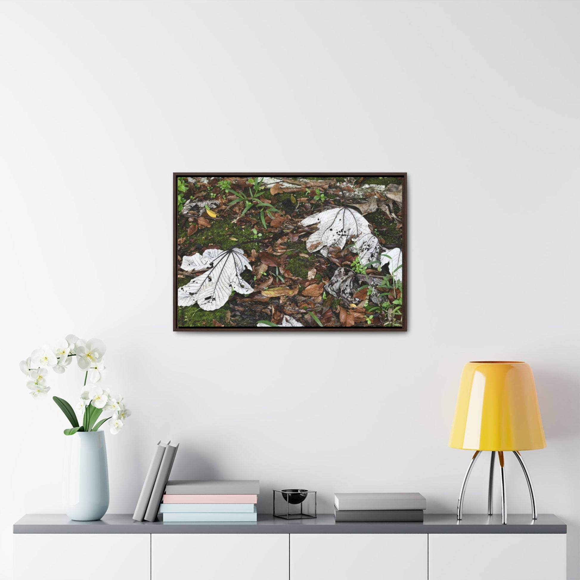Rainforest Trails & Views - Gallery Canvas Wraps, Horizontal Frame - El Yunque National Forest - Puerto Rico - The huge variety of the Yagrumo Tree leaves - white below - Green Forest Home