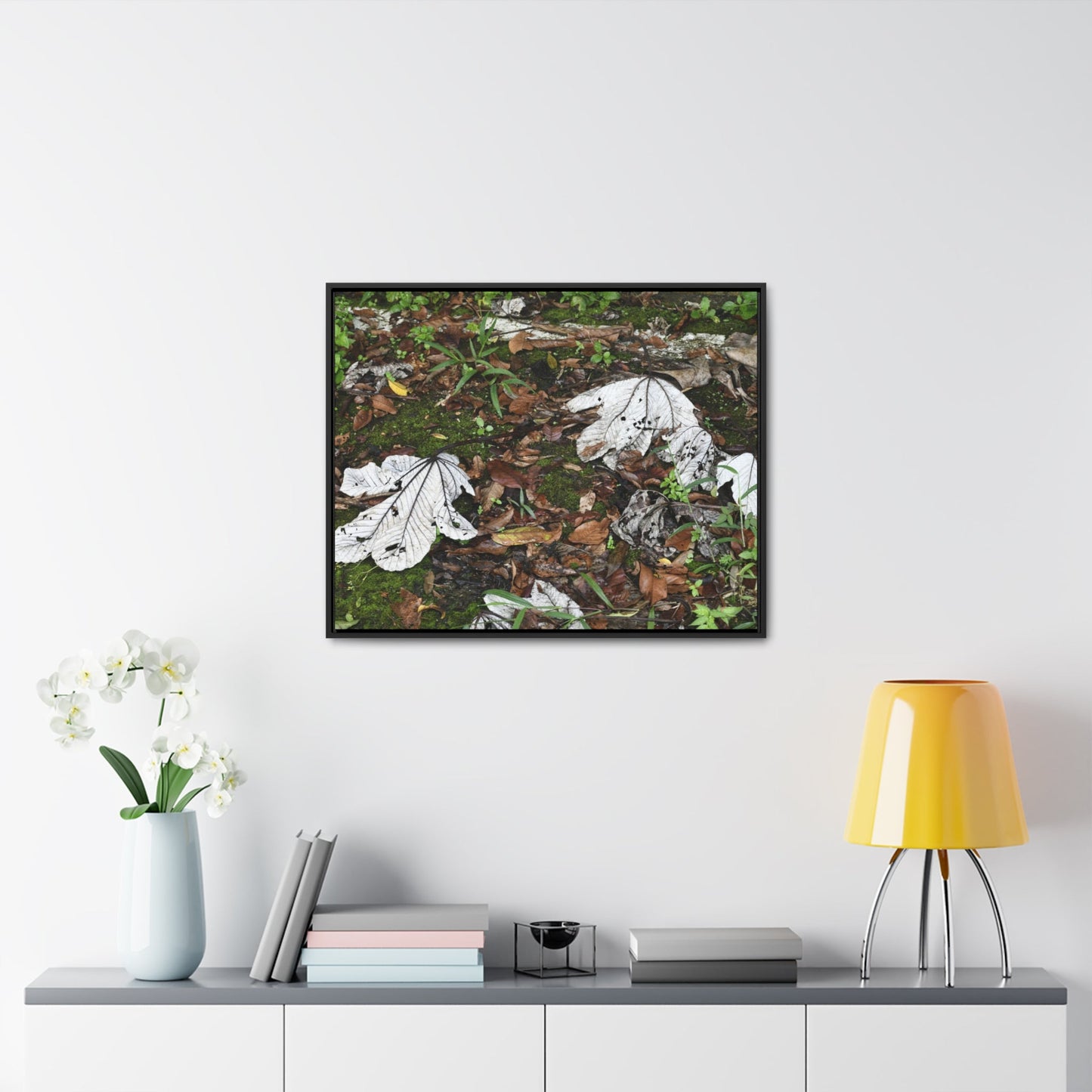 Rainforest Trails & Views - Gallery Canvas Wraps, Horizontal Frame - El Yunque National Forest - Puerto Rico - The huge variety of the Yagrumo Tree leaves - white below - Green Forest Home