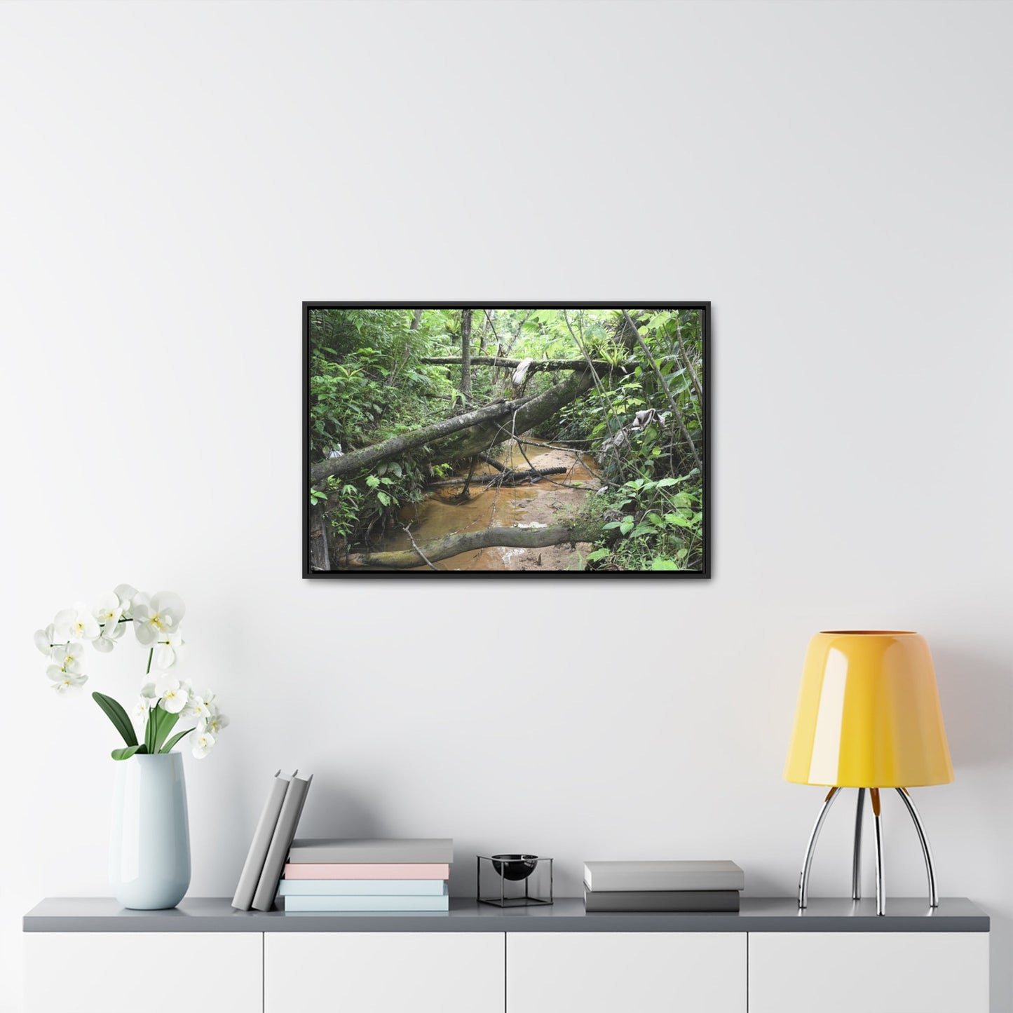 Rainforest Trails & Views - Gallery Canvas Wraps, Horizontal Frame - El Yunque National Forest - Puerto Rico - The pristine upper Rio Sabana river - Green Forest Home