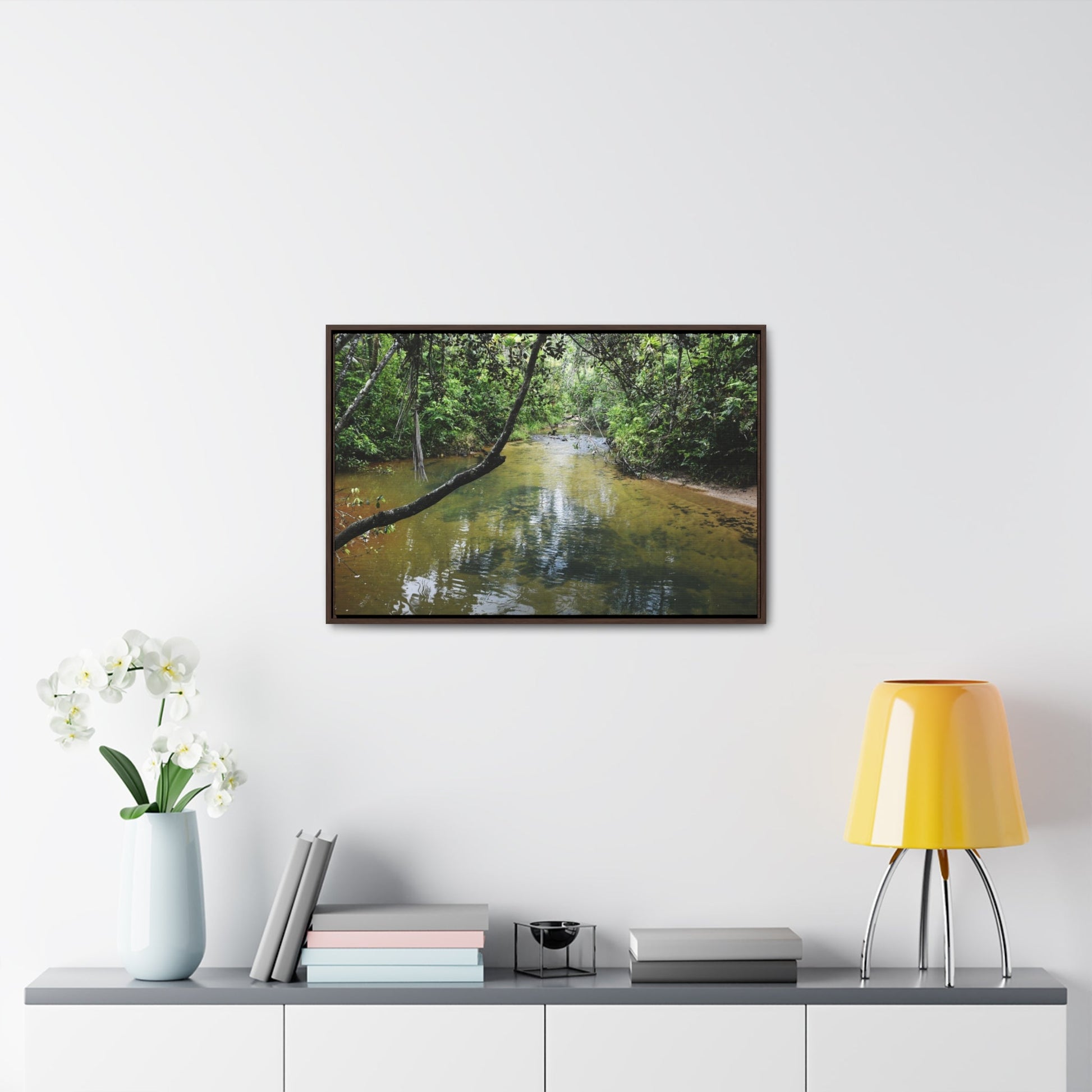 Rainforest Trails & Views - Gallery Canvas Wraps, Horizontal Frame - El Yunque National Forest - Puerto Rico - The pristine upper Rio Sabana river - Green Forest Home